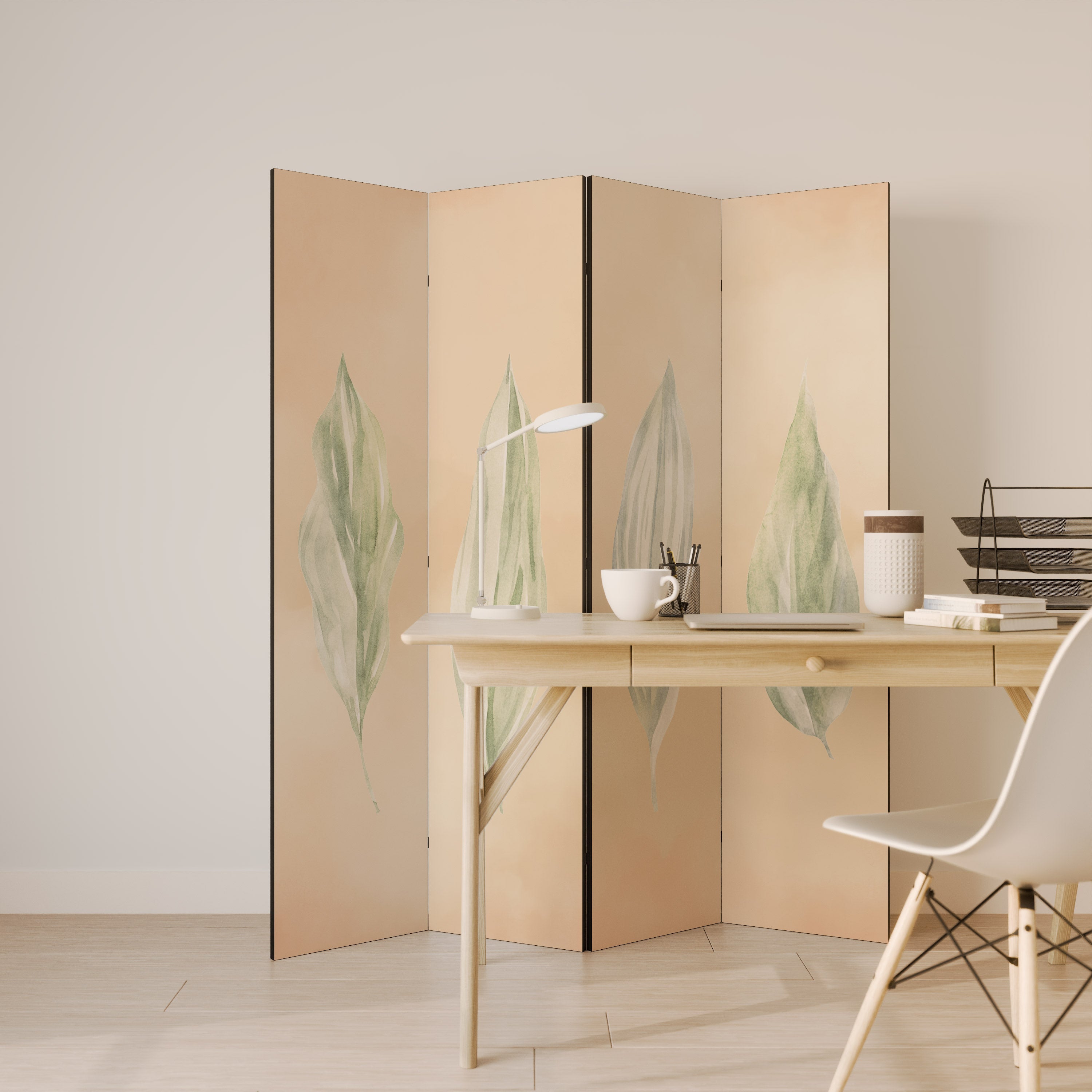 LEAFY HARMONY Biombo Decorativo de 4 Painéis