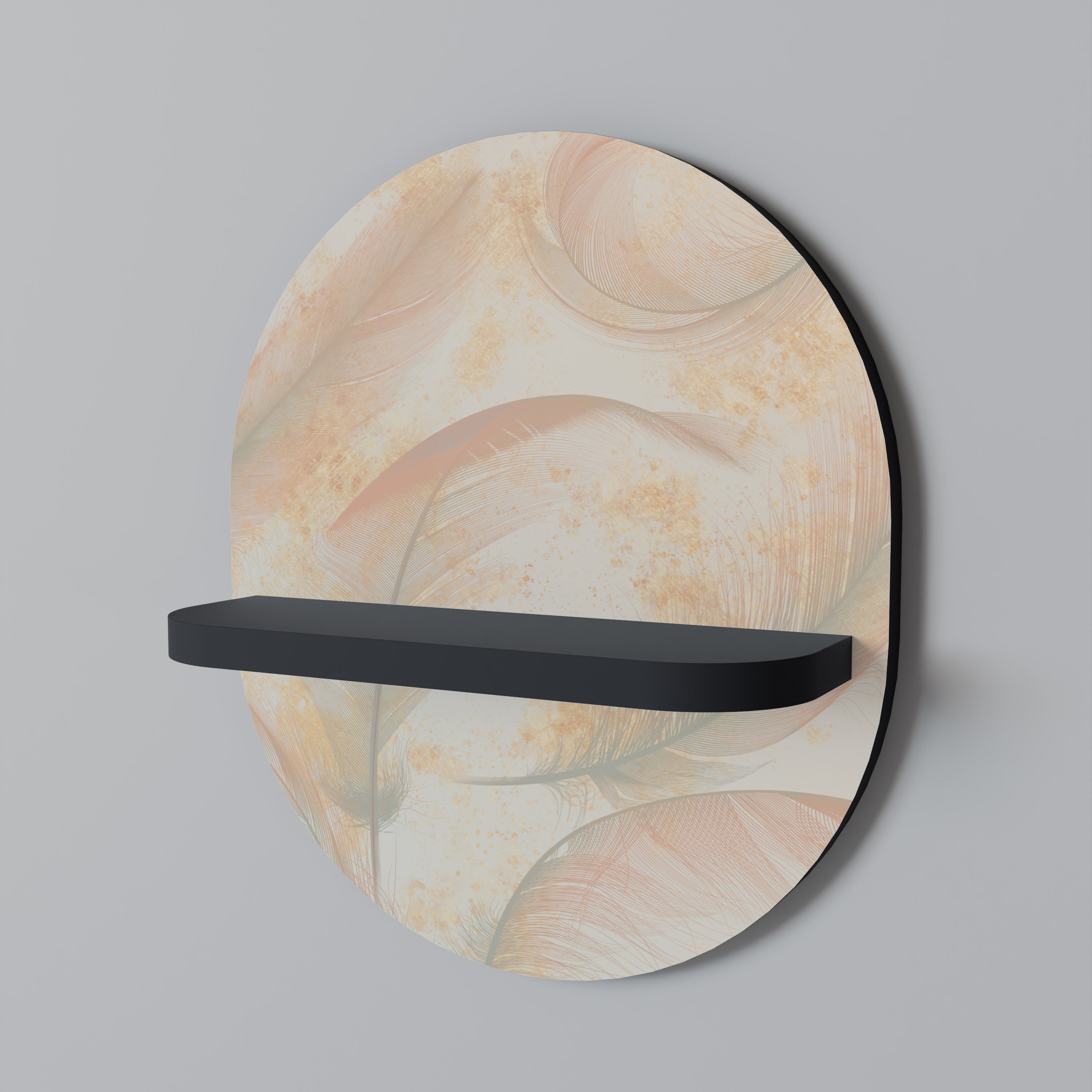 AURA OF LIGHT Prateleira Oval Decorativa em Acabamento Preto