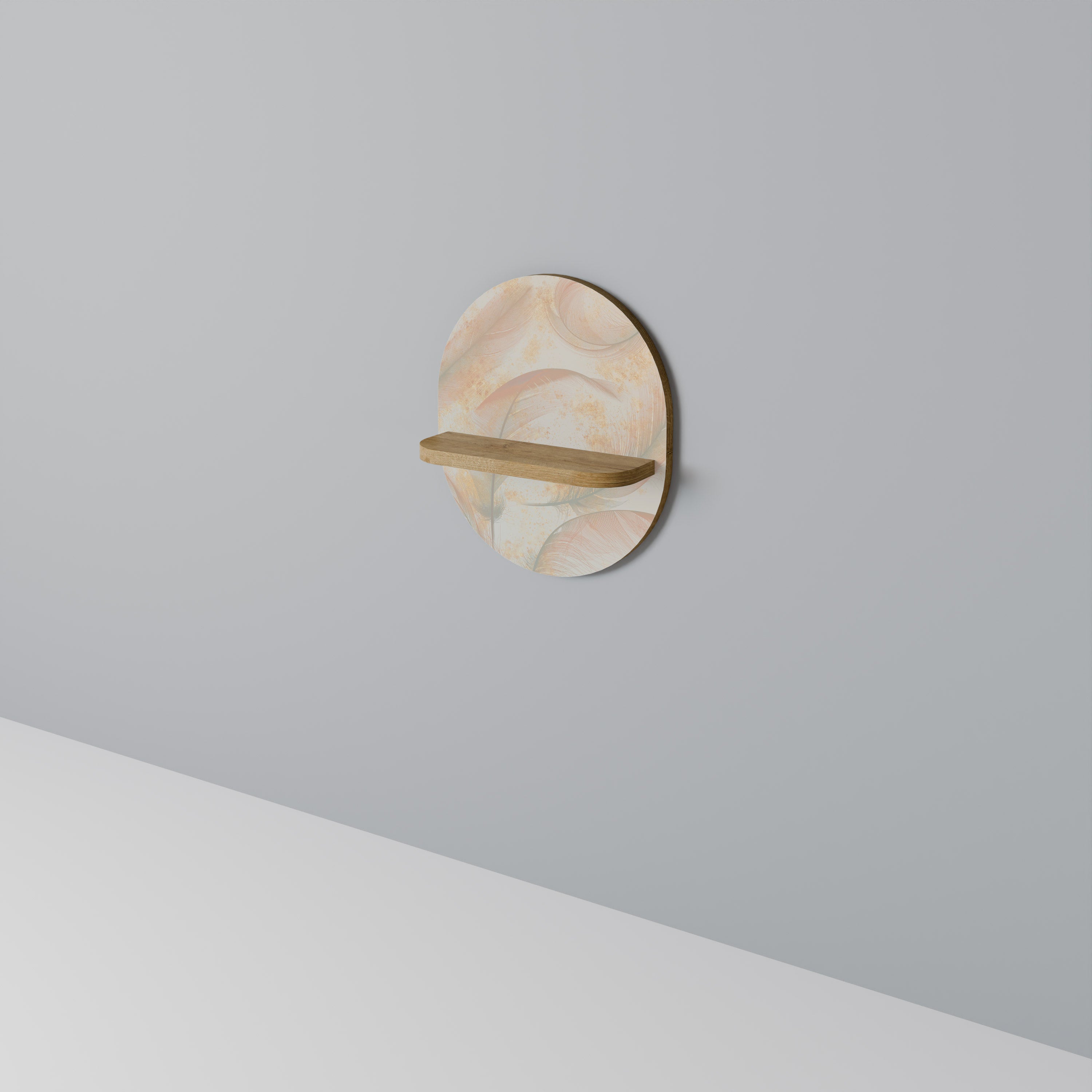 AURA OF LIGHT Prateleira Oval Decorativa em Efeito Carvalho