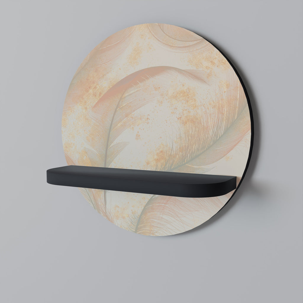 AURA OF LIGHT Round Art Shelf In Black Finish