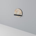 AURA OF LIGHT Round Art Shelf In Black Finish