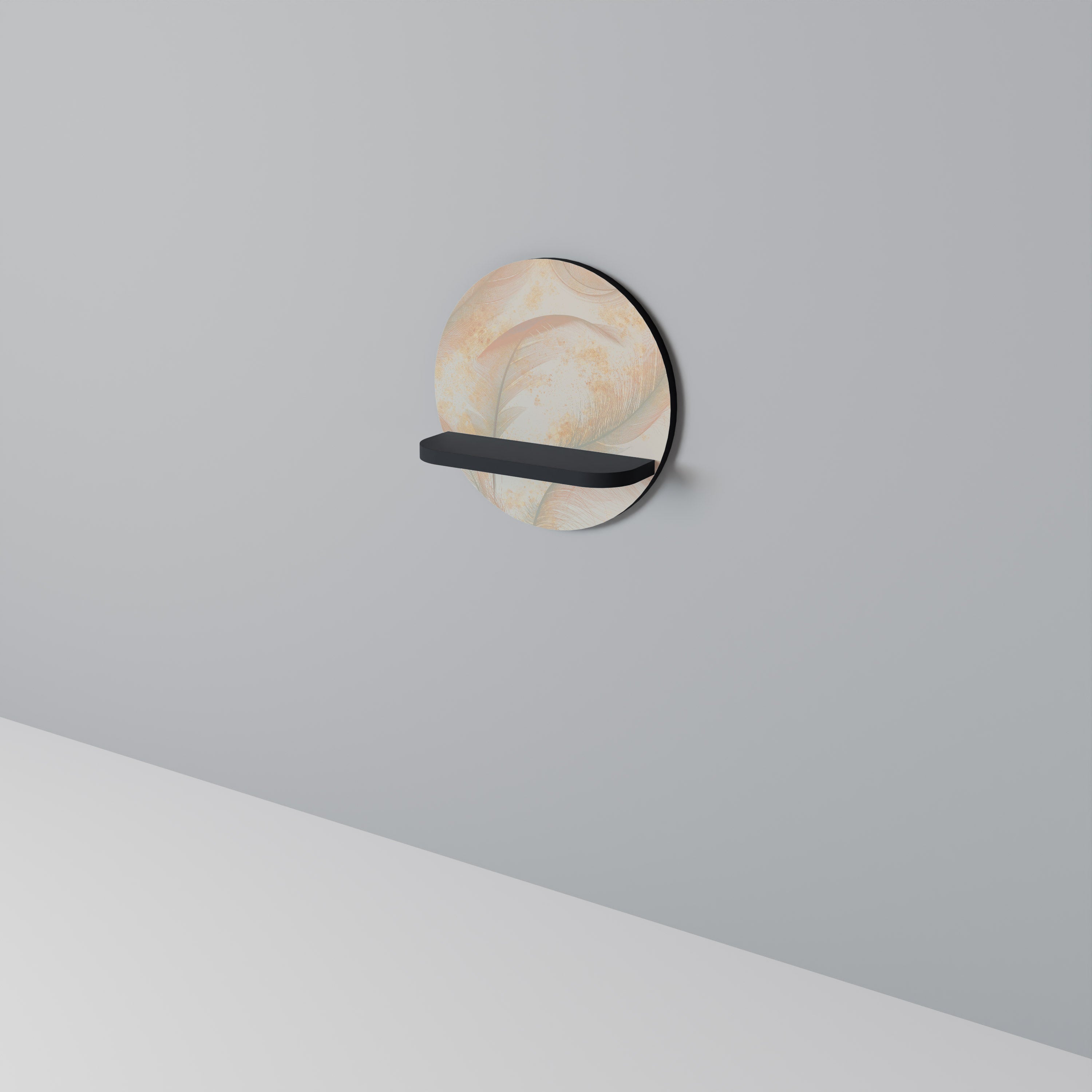 AURA OF LIGHT Prateleira Redonda Decorativa em Acabamento Preto