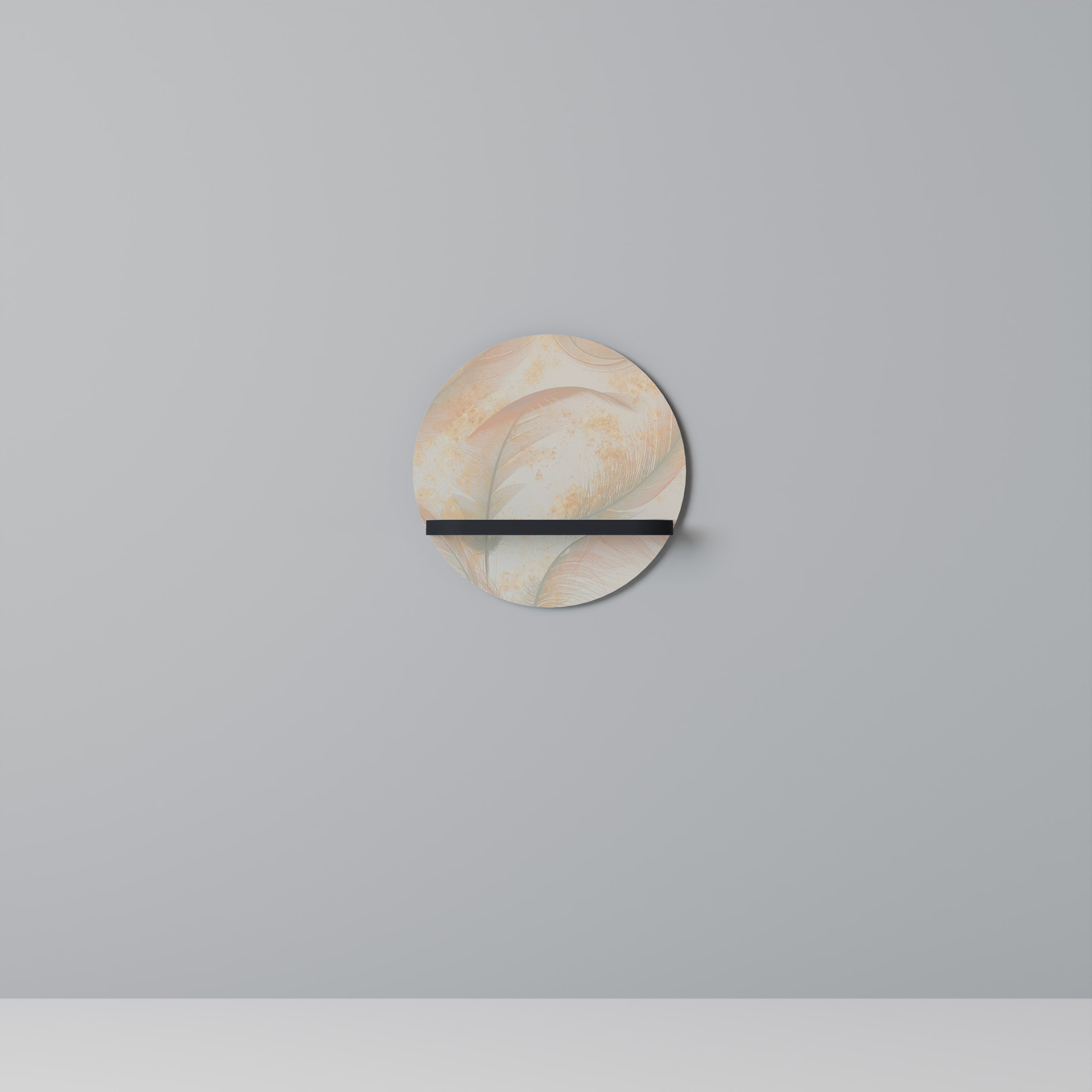 AURA OF LIGHT Prateleira Redonda Decorativa em Acabamento Preto