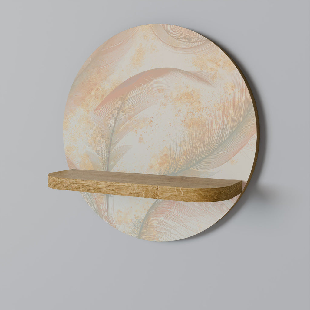 AURA OF LIGHT Prateleira Redonda Decorativa em Efeito Carvalho