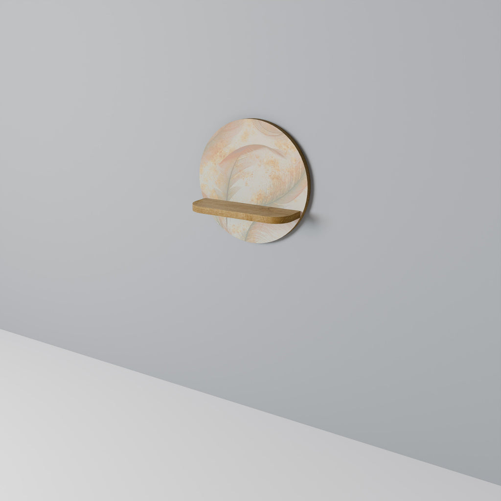 AURA OF LIGHT Prateleira Redonda Decorativa em Efeito Carvalho