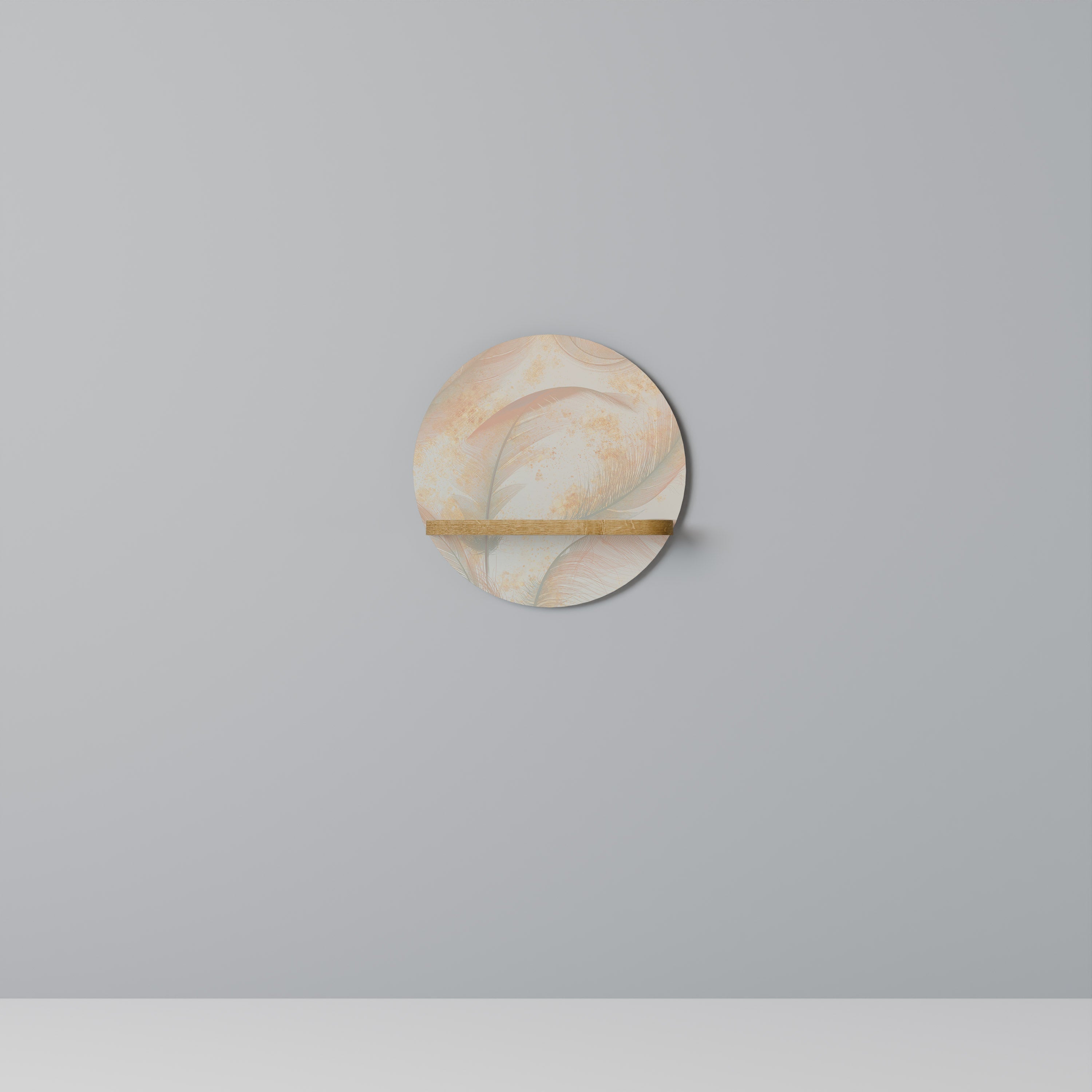 AURA OF LIGHT Prateleira Redonda Decorativa em Efeito Carvalho