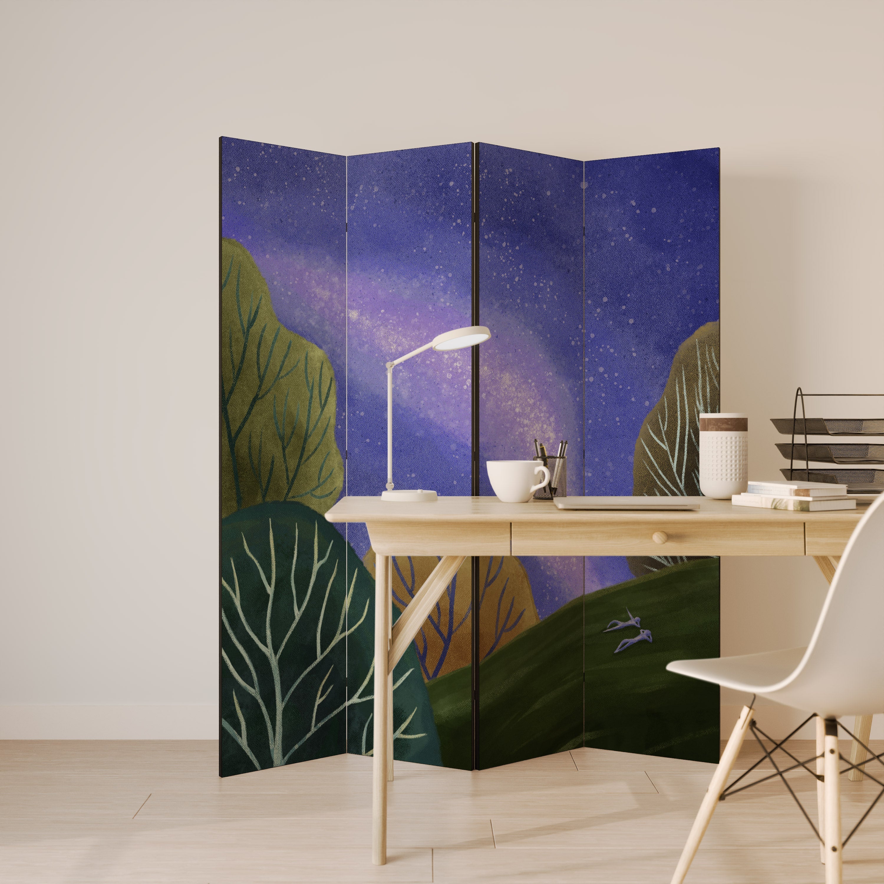 STARLIT VIBE Biombo Decorativo de 4 Painéis