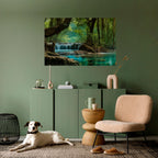 TRANQUIL WATERFALL ESCAPE Peel and Stick Horizontal Poster