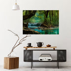 TRANQUIL WATERFALL ESCAPE Peel and Stick Horizontal Poster