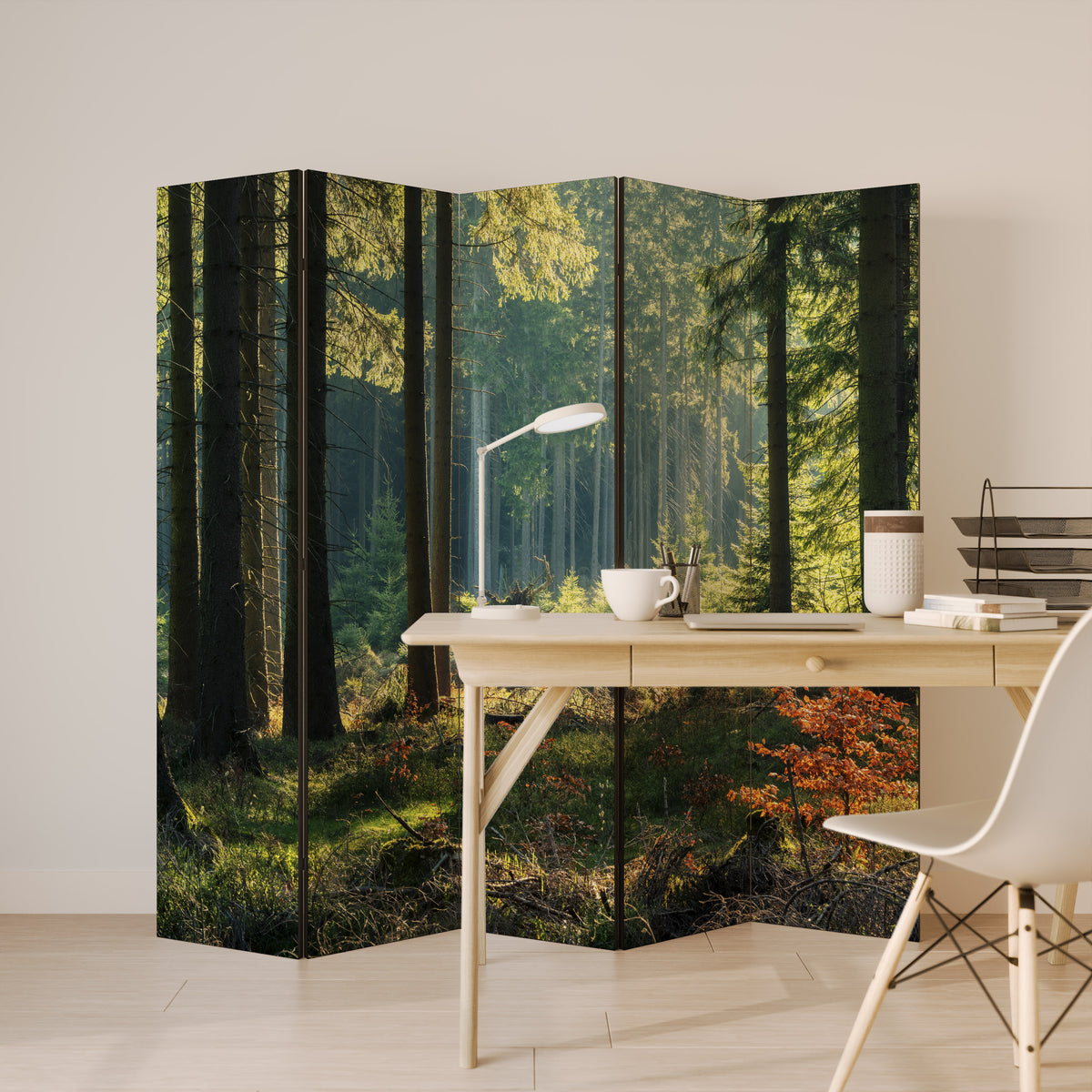 SUNLIT FOREST SERENADE Biombo de 5 Painéis