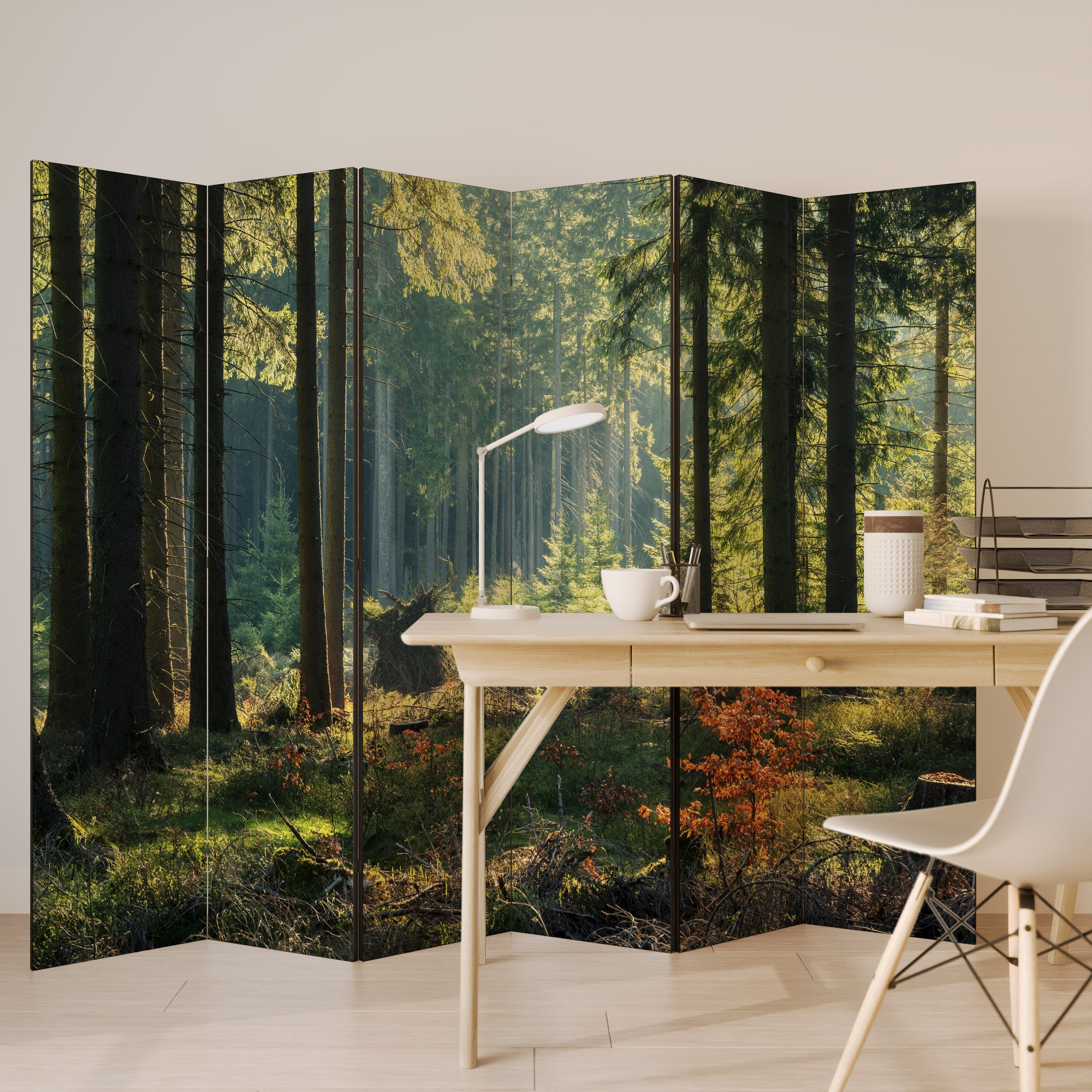 SUNLIT FOREST SERENADE Decorative 6-Panel Room Divider