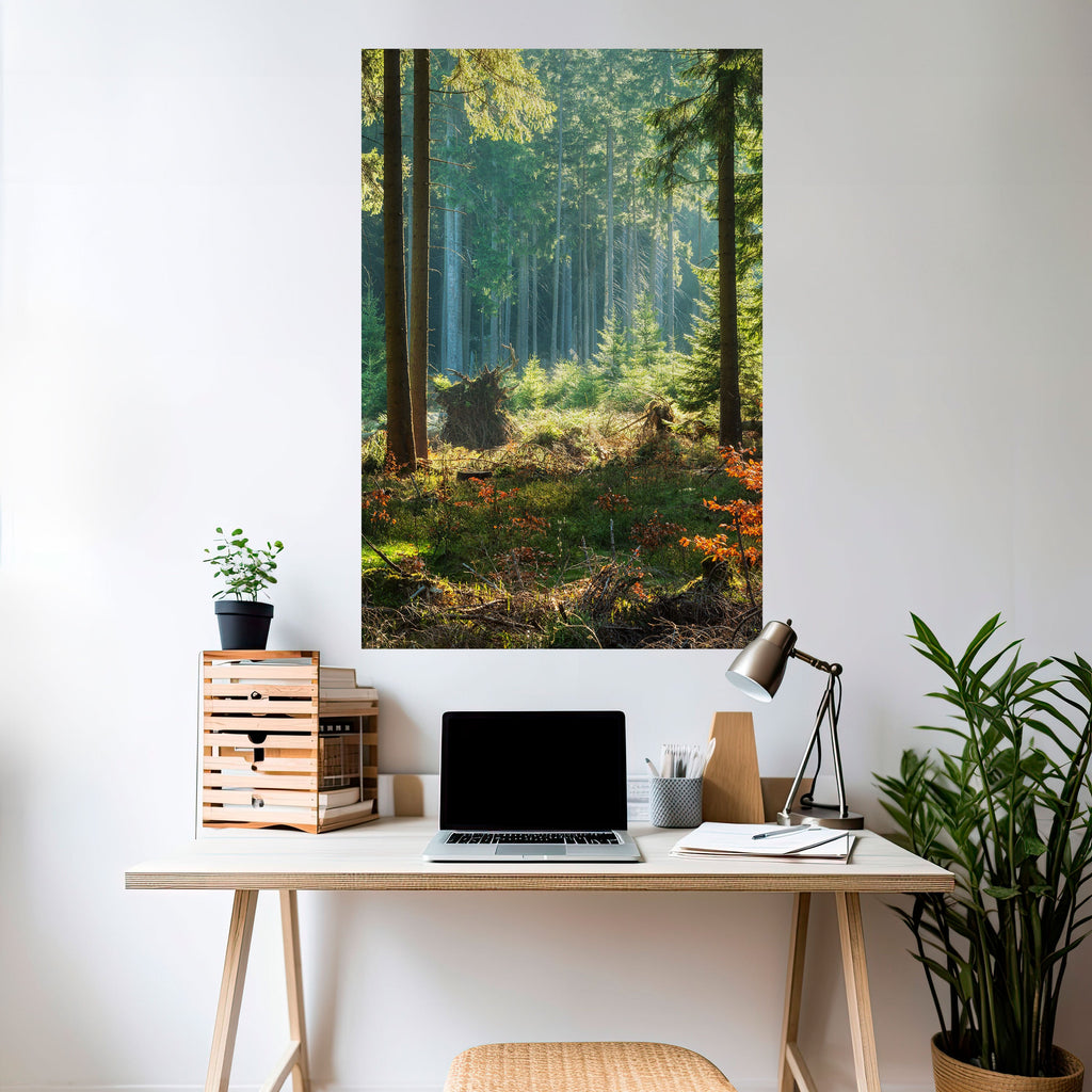 SUNLIT FOREST SERENADE Peel and Stick Vertical Poster