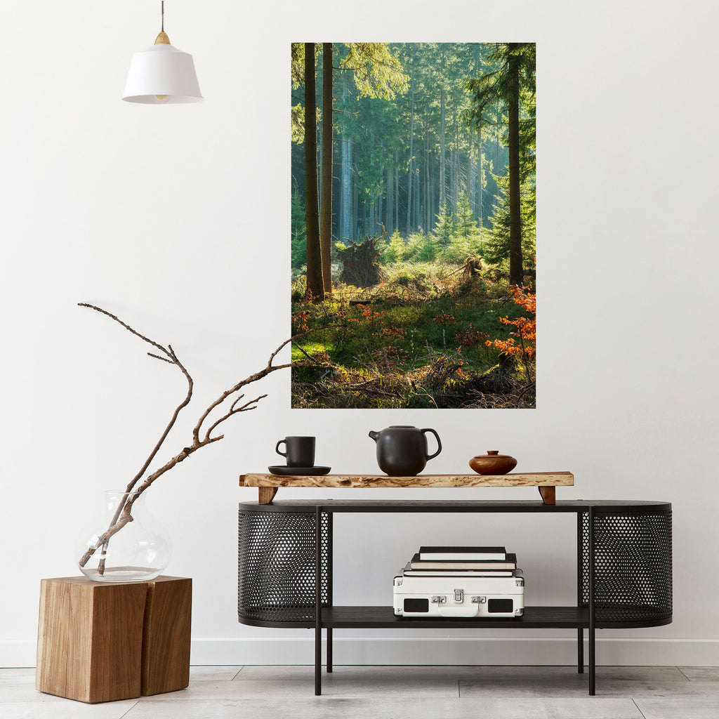 SUNLIT FOREST SERENADE Peel and Stick Vertical Poster