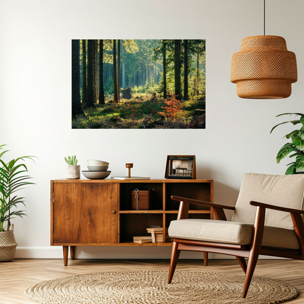 SUNLIT FOREST SERENADE Peel and Stick Horizontal Poster