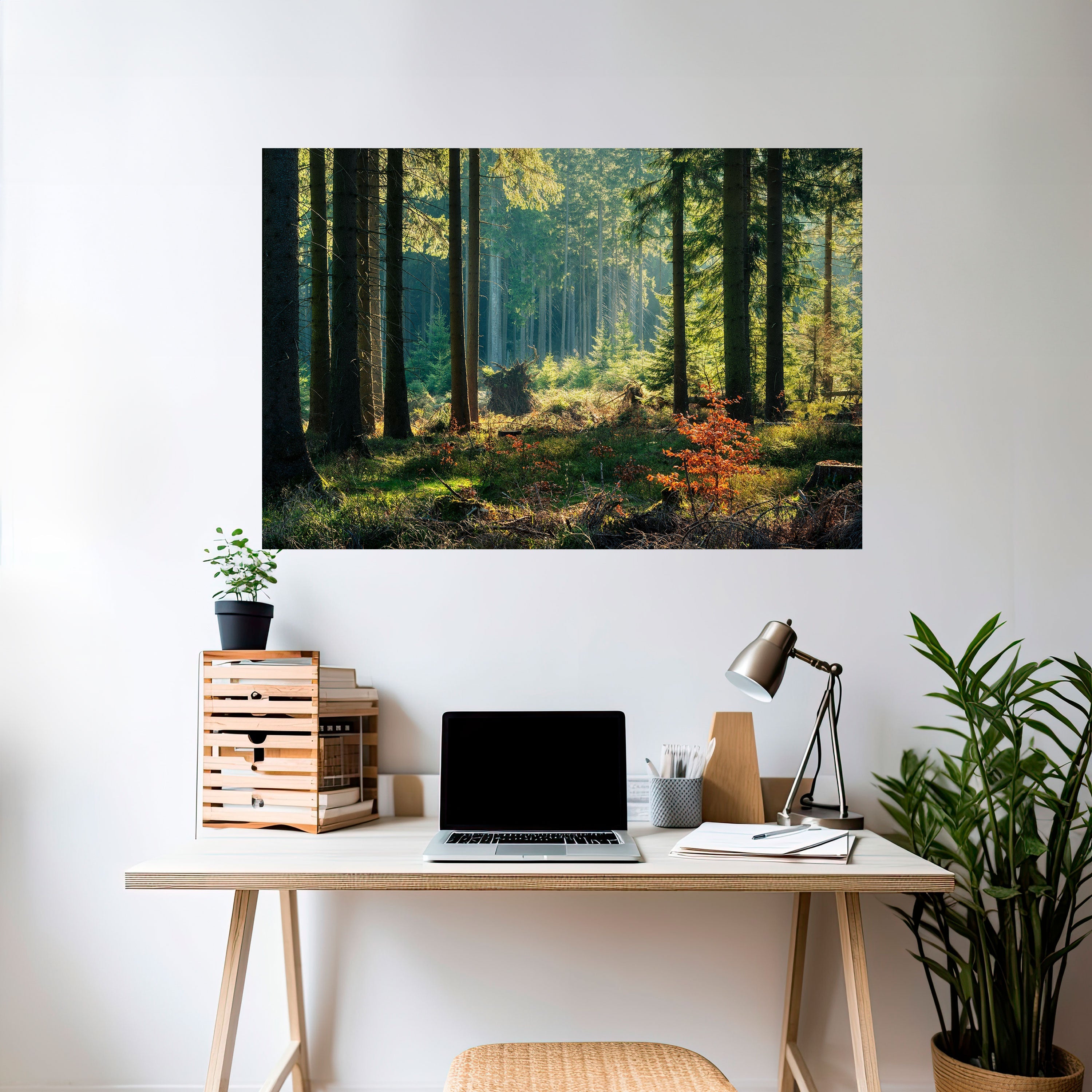 SUNLIT FOREST SERENADE Peel and Stick Horizontal Poster