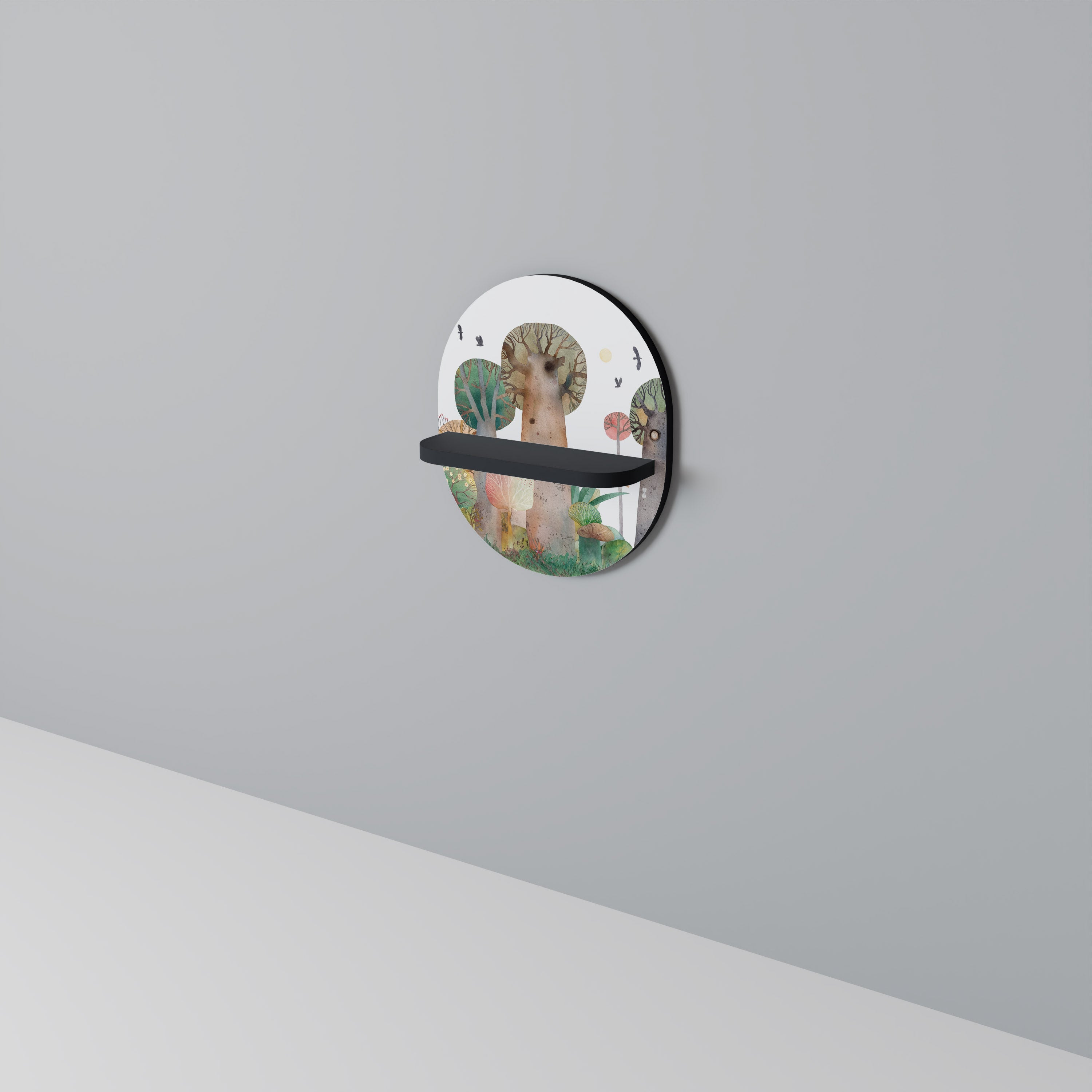 FLIGHT OVER Prateleira Oval Decorativa em Acabamento Preto