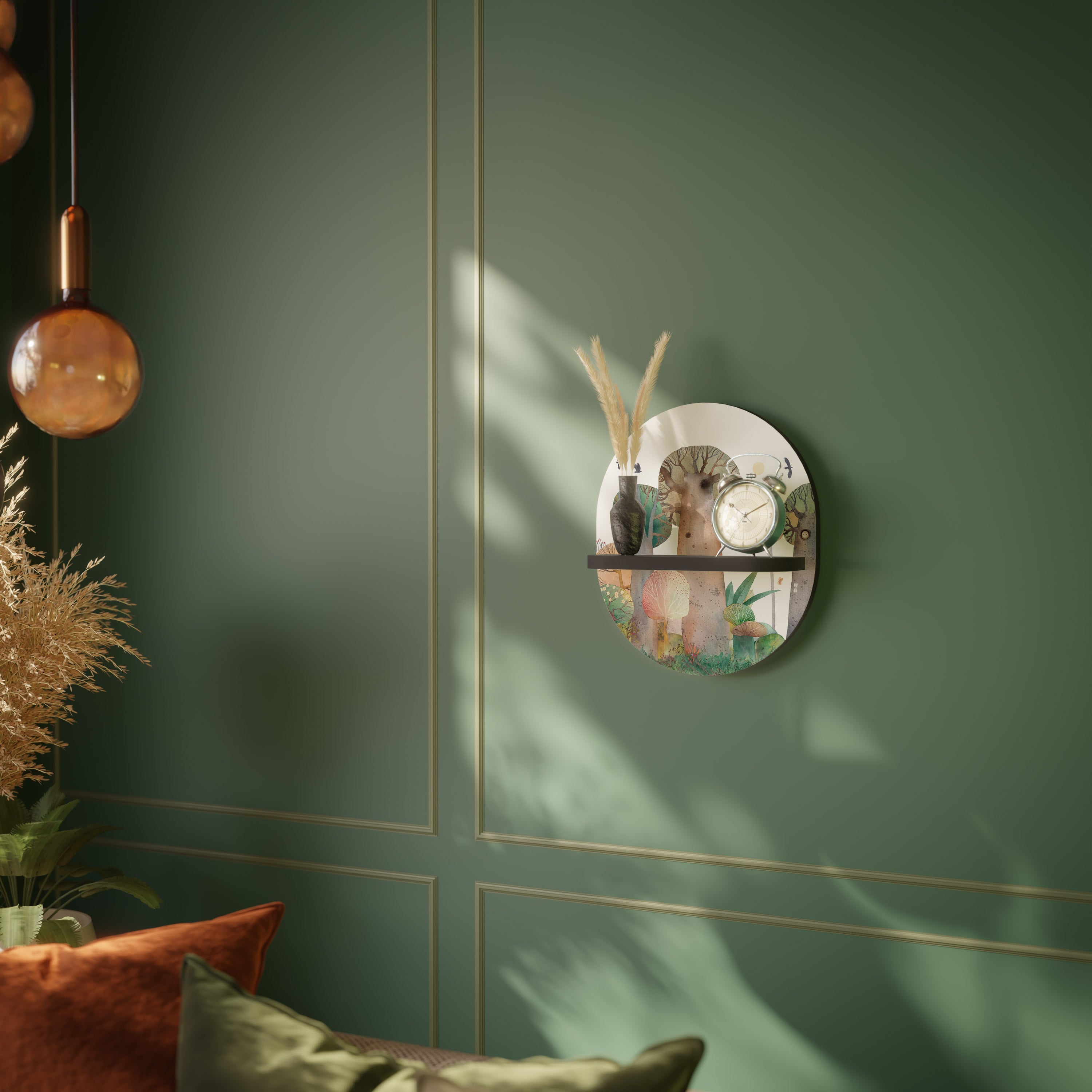 FLIGHT OVER Prateleira Oval Decorativa em Acabamento Preto