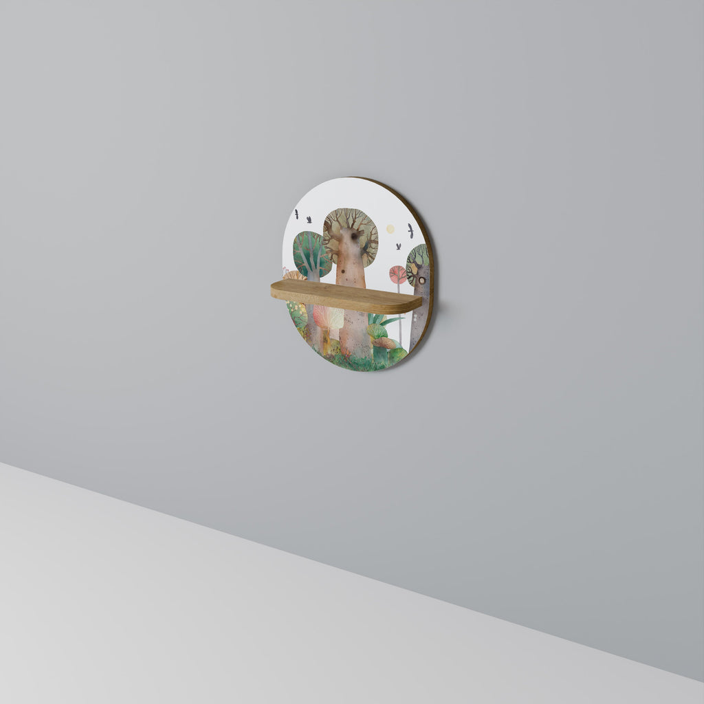 FLIGHT OVER Prateleira Oval Decorativa em Efeito Carvalho