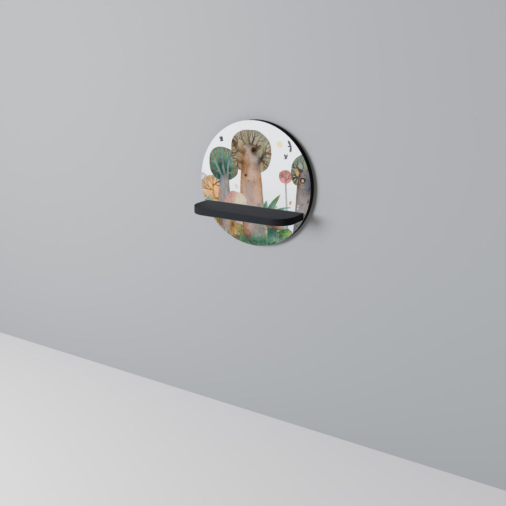 FLIGHT OVER Prateleira Redonda Decorativa em Acabamento Preto