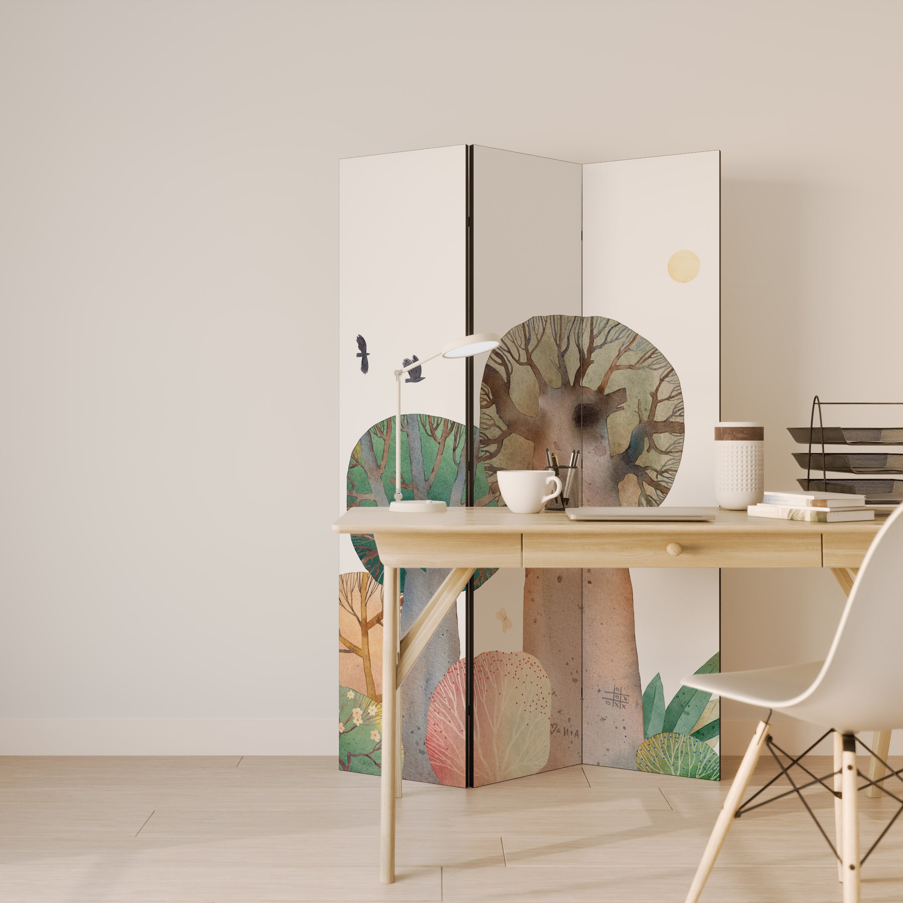 FLIGHT OVER Decorative 3-Panel Room Divider