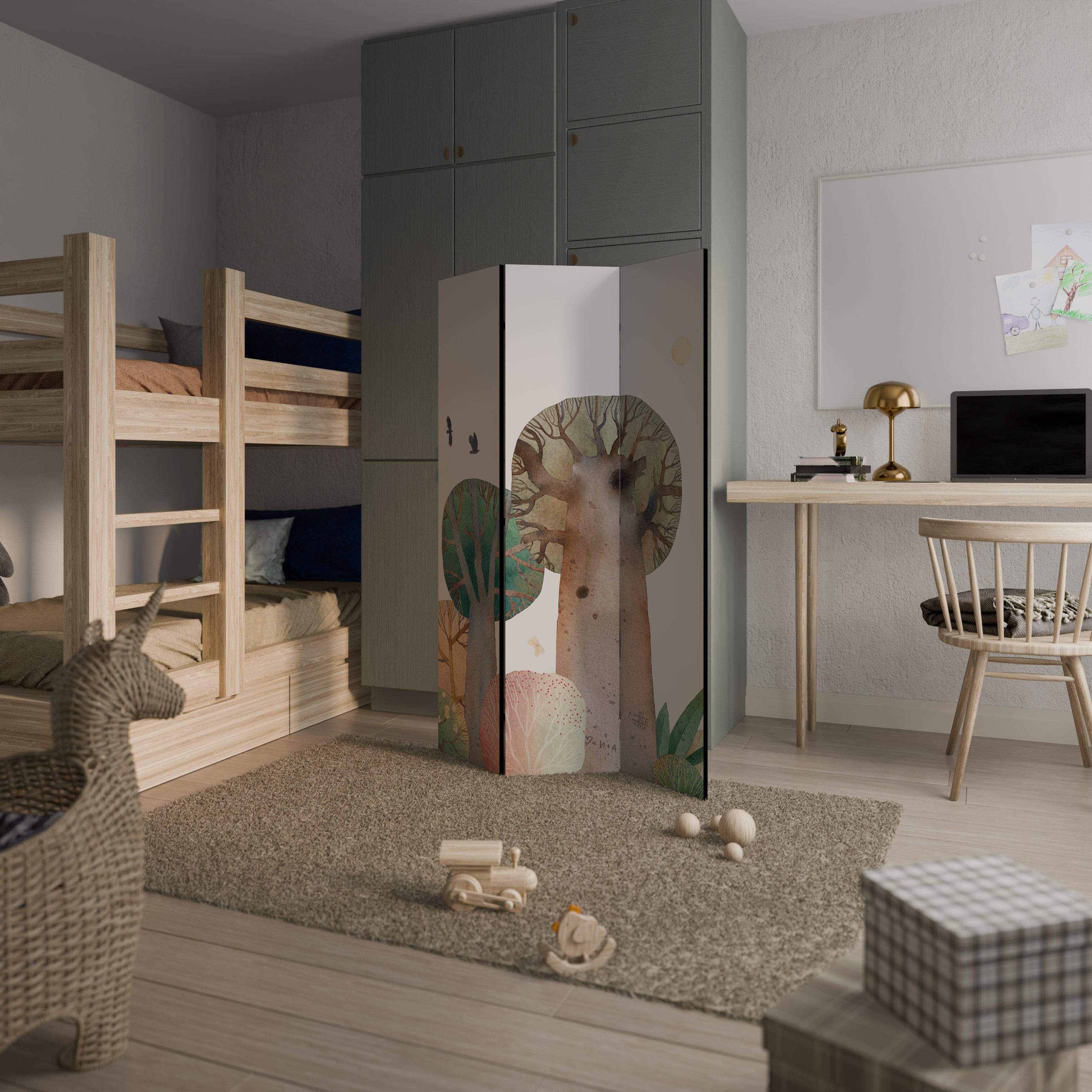 FLIGHT OVER Decorative 3-Panel Room Divider