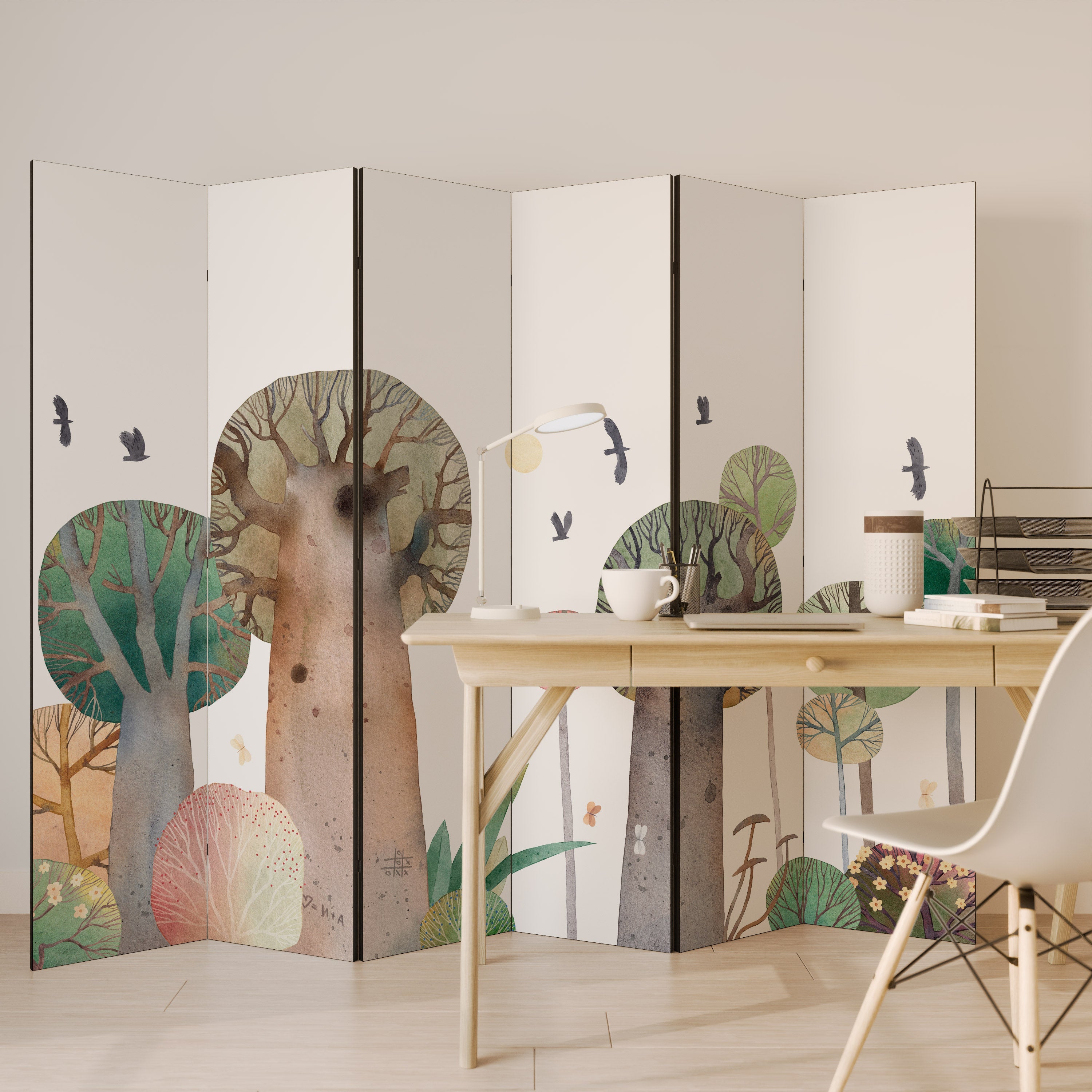 FLIGHT OVER Decorative 6-Panel Room Divider