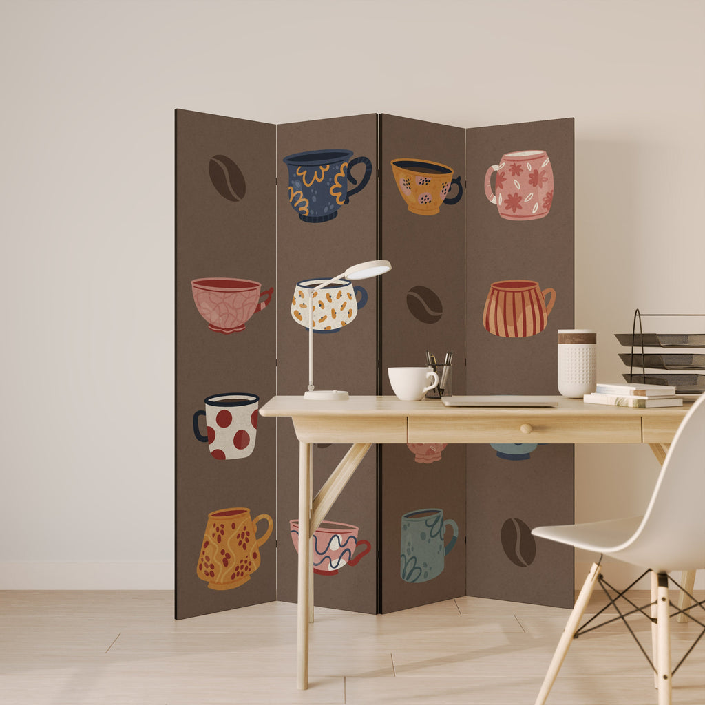 COFFEE BREAK Biombo Decorativo de 4 Painéis
