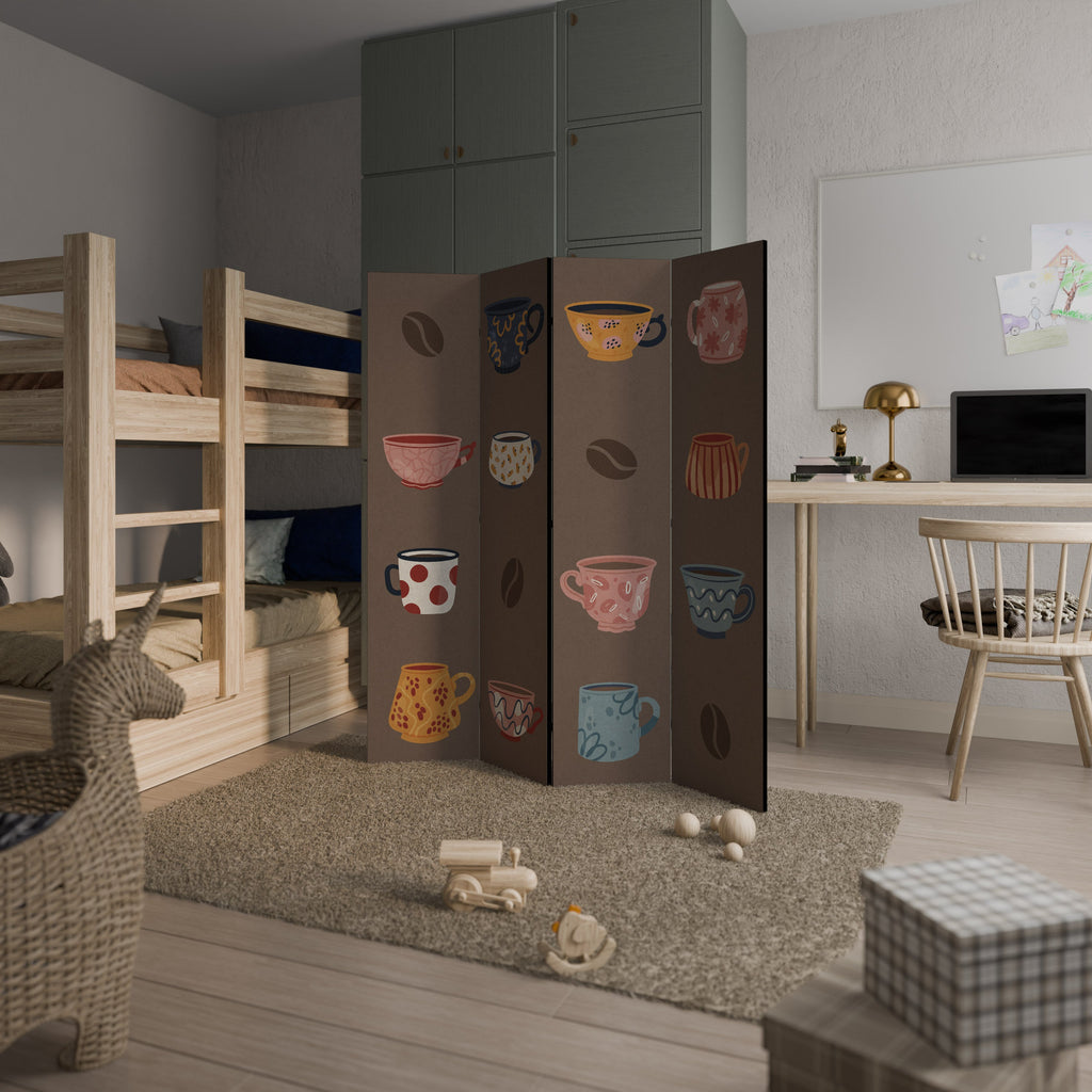 COFFEE BREAK Biombo Decorativo de 4 Painéis