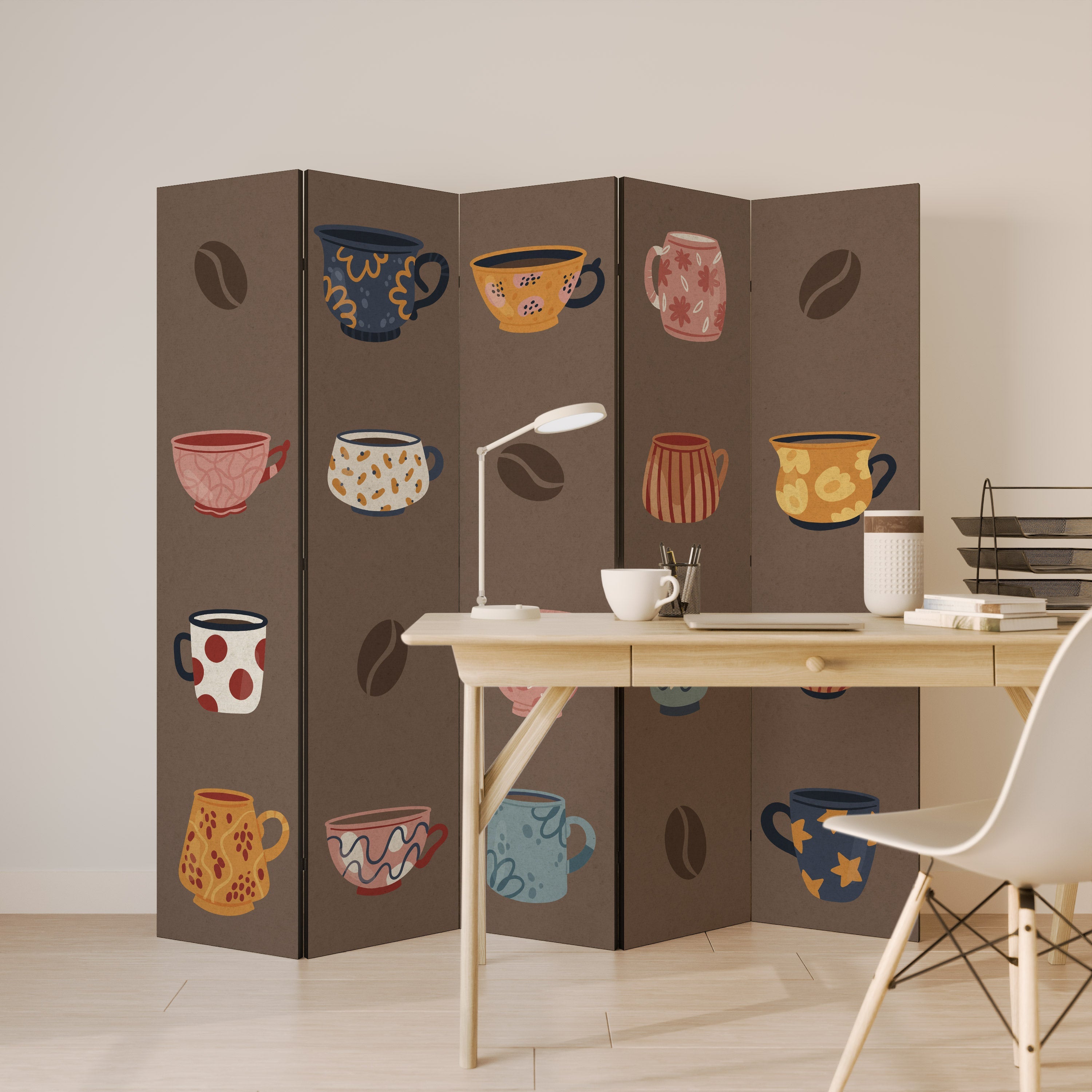 COFFEE BREAK Decorative 5-Panel Room Divider
