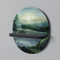 FOREST SUNSET Prateleira Oval Decorativa em Acabamento Preto