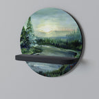 FOREST SUNSET Prateleira Redonda Decorativa em Acabamento Preto