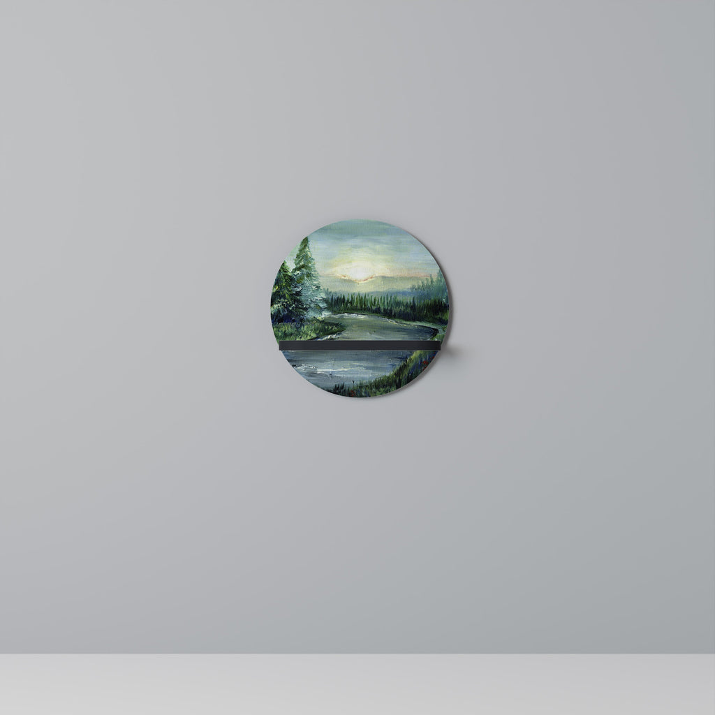 FOREST SUNSET Prateleira Redonda Decorativa em Acabamento Preto