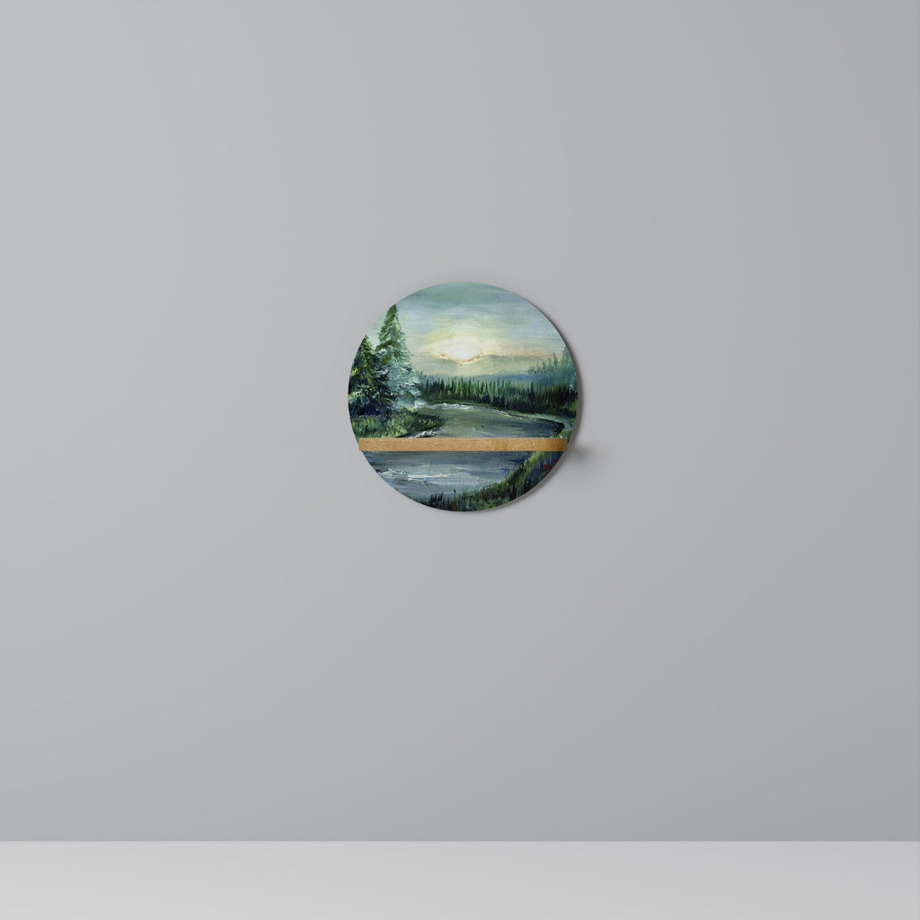 FOREST SUNSET Prateleira Redonda Decorativa em Efeito Carvalho