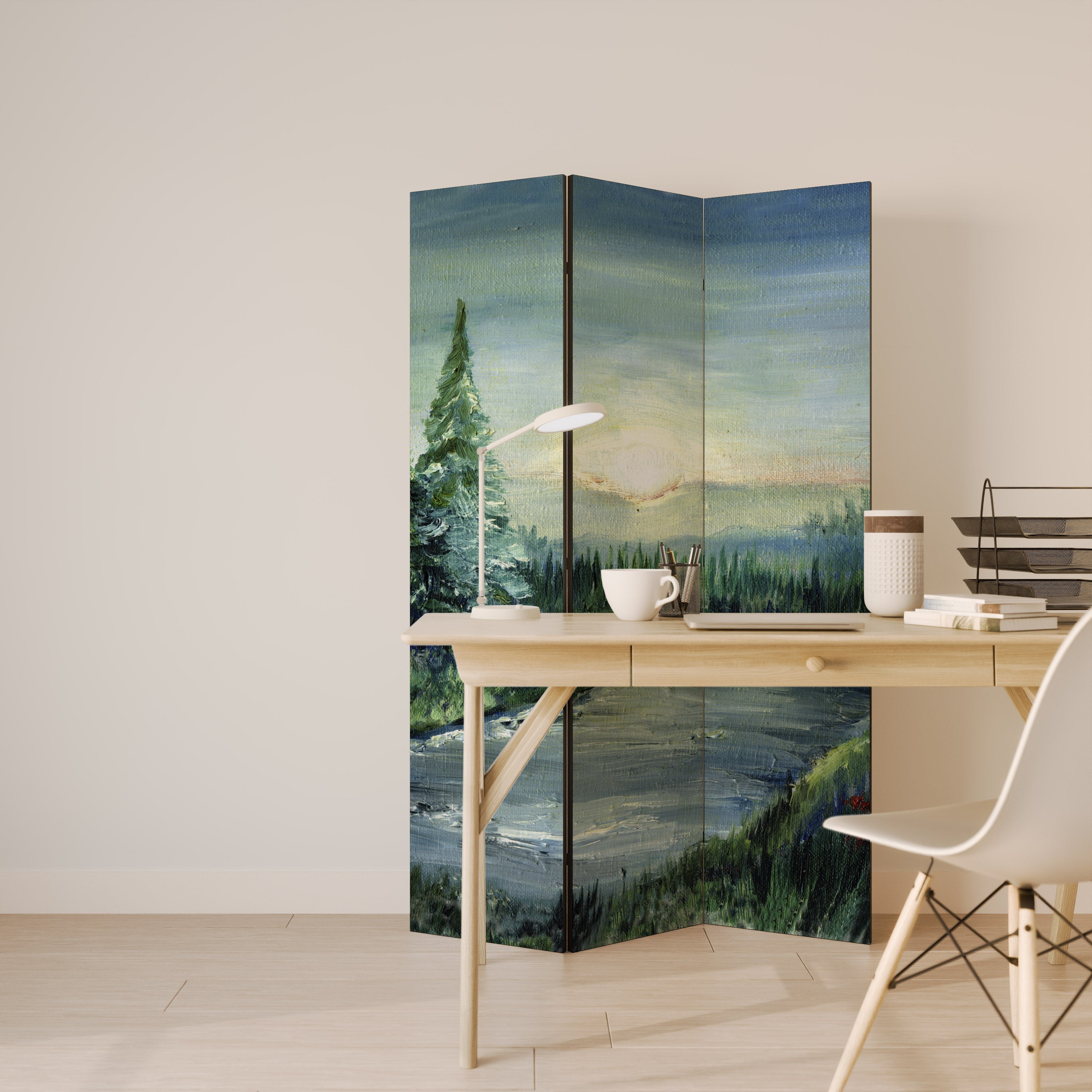 FOREST SUNSET Decorative 3-Panel Room Divider