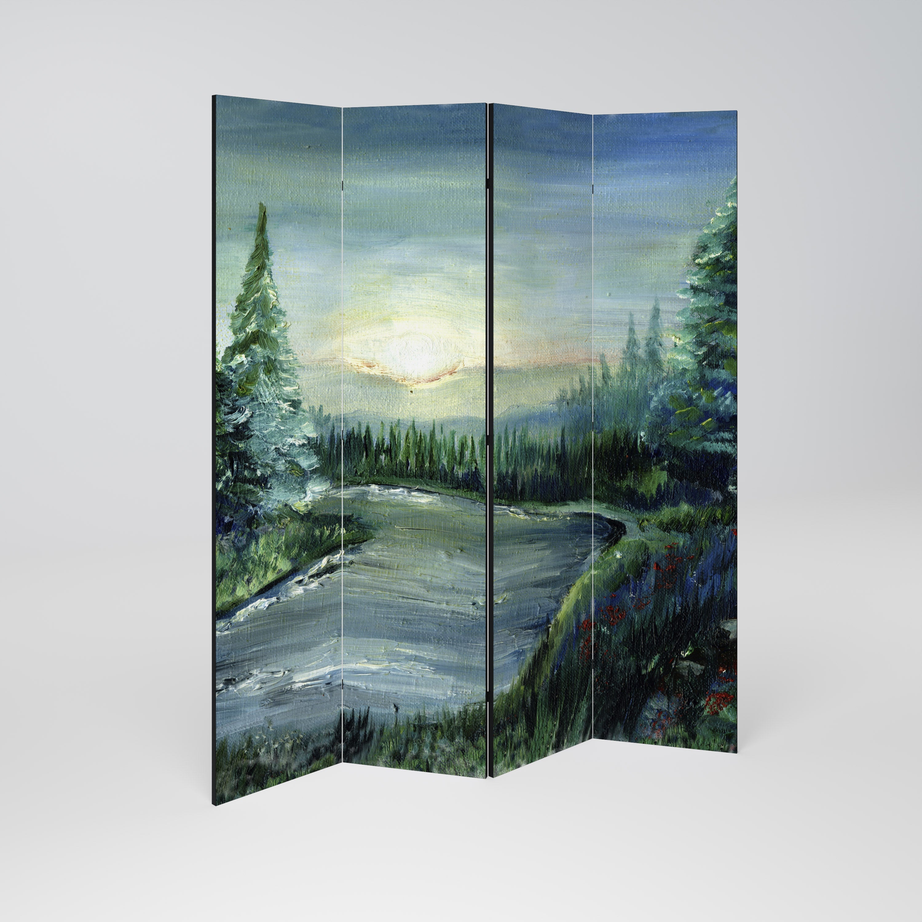 FOREST SUNSET Biombo Decorativo de 4 Painéis