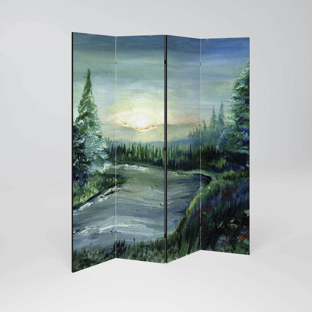 FOREST SUNSET Biombo Decorativo de 4 Painéis