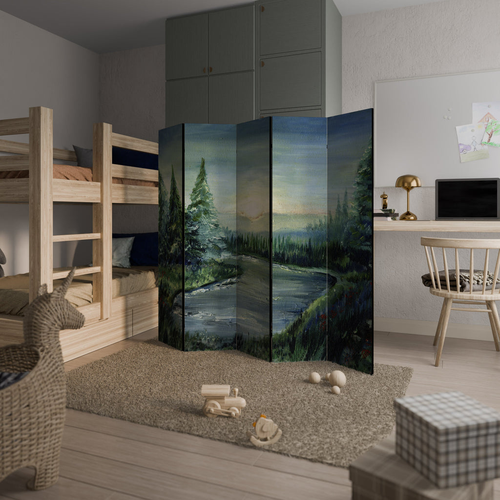 FOREST SUNSET Decorative 5-Panel Room Divider