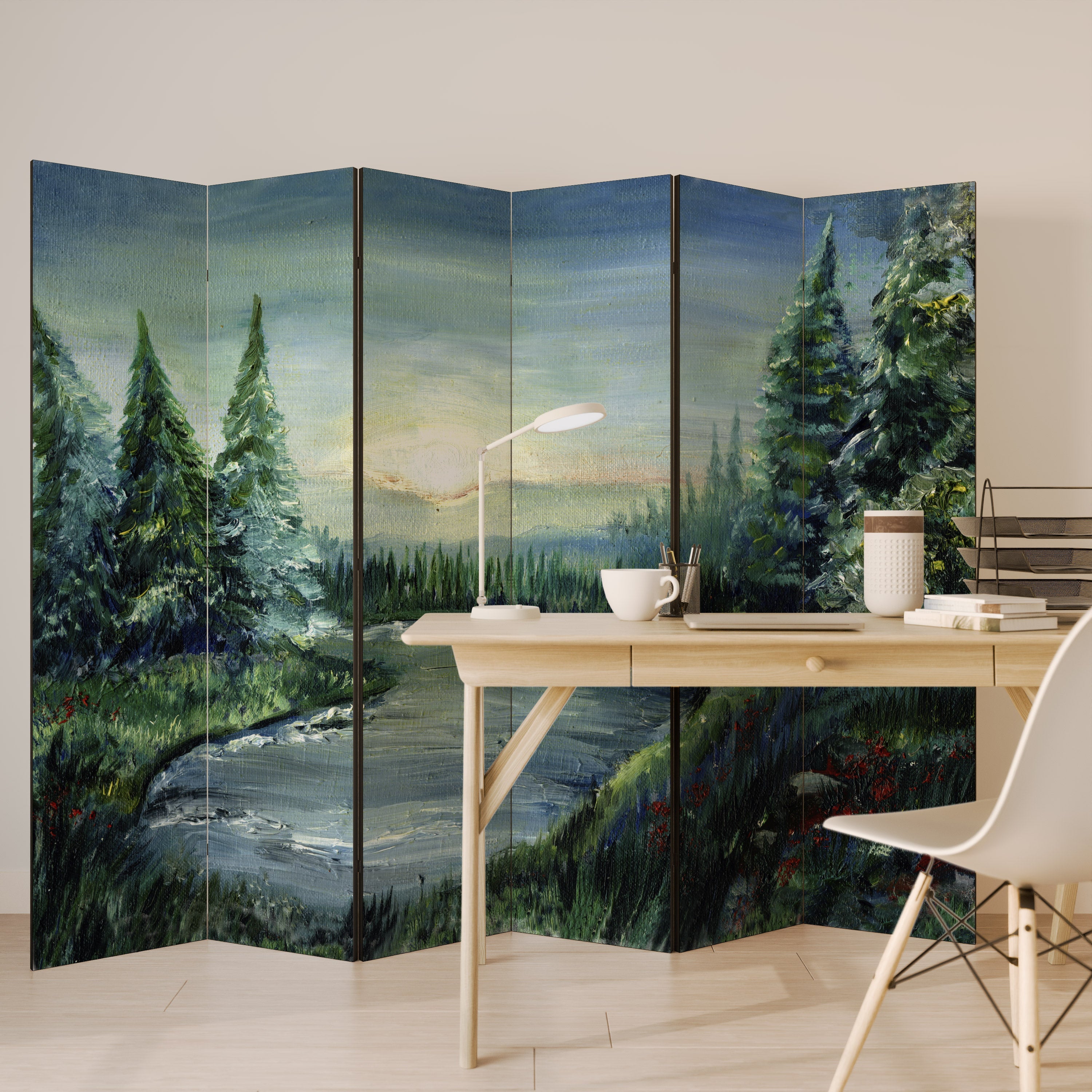 FOREST SUNSET Decorative 6-Panel Room Divider