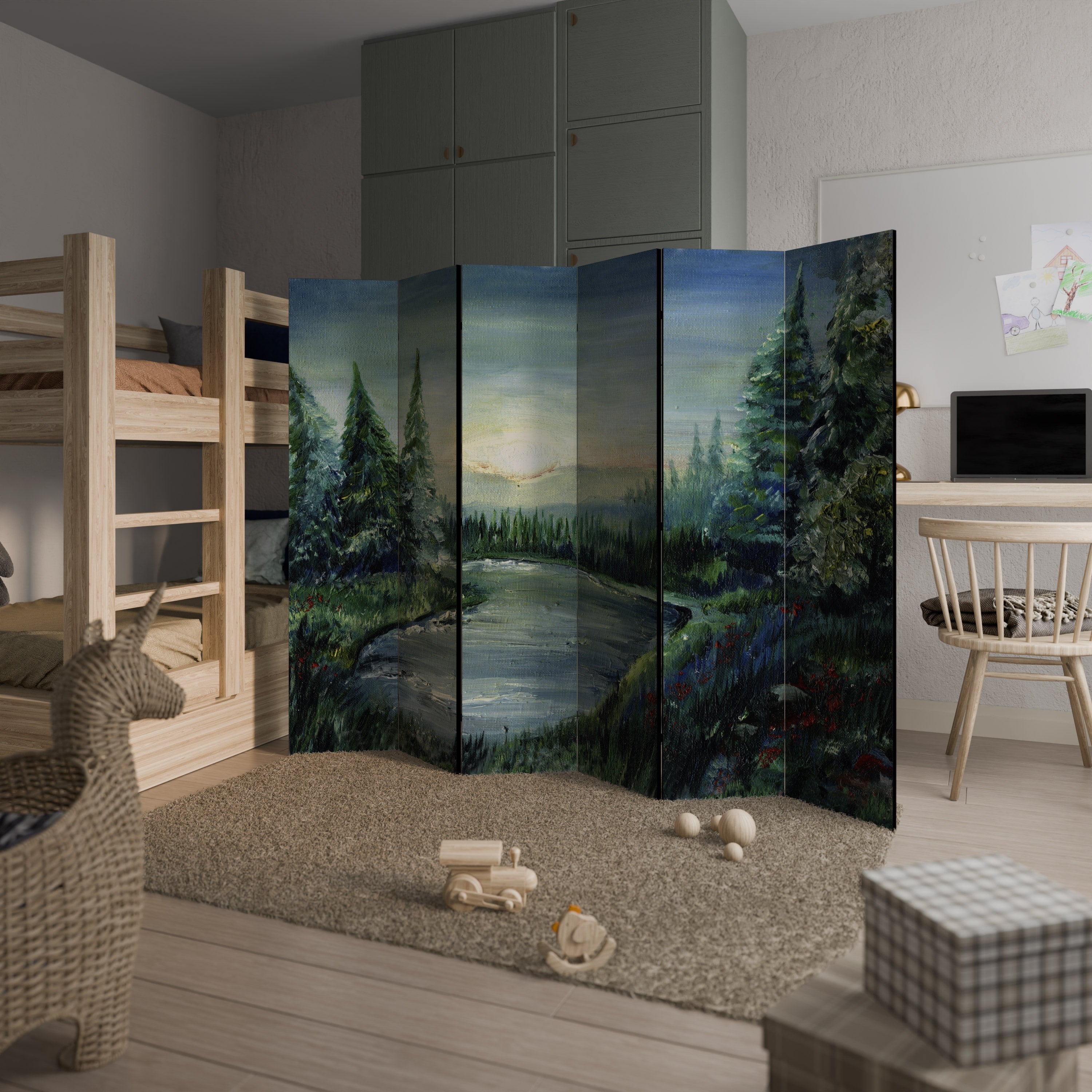 FOREST SUNSET Decorative 6-Panel Room Divider