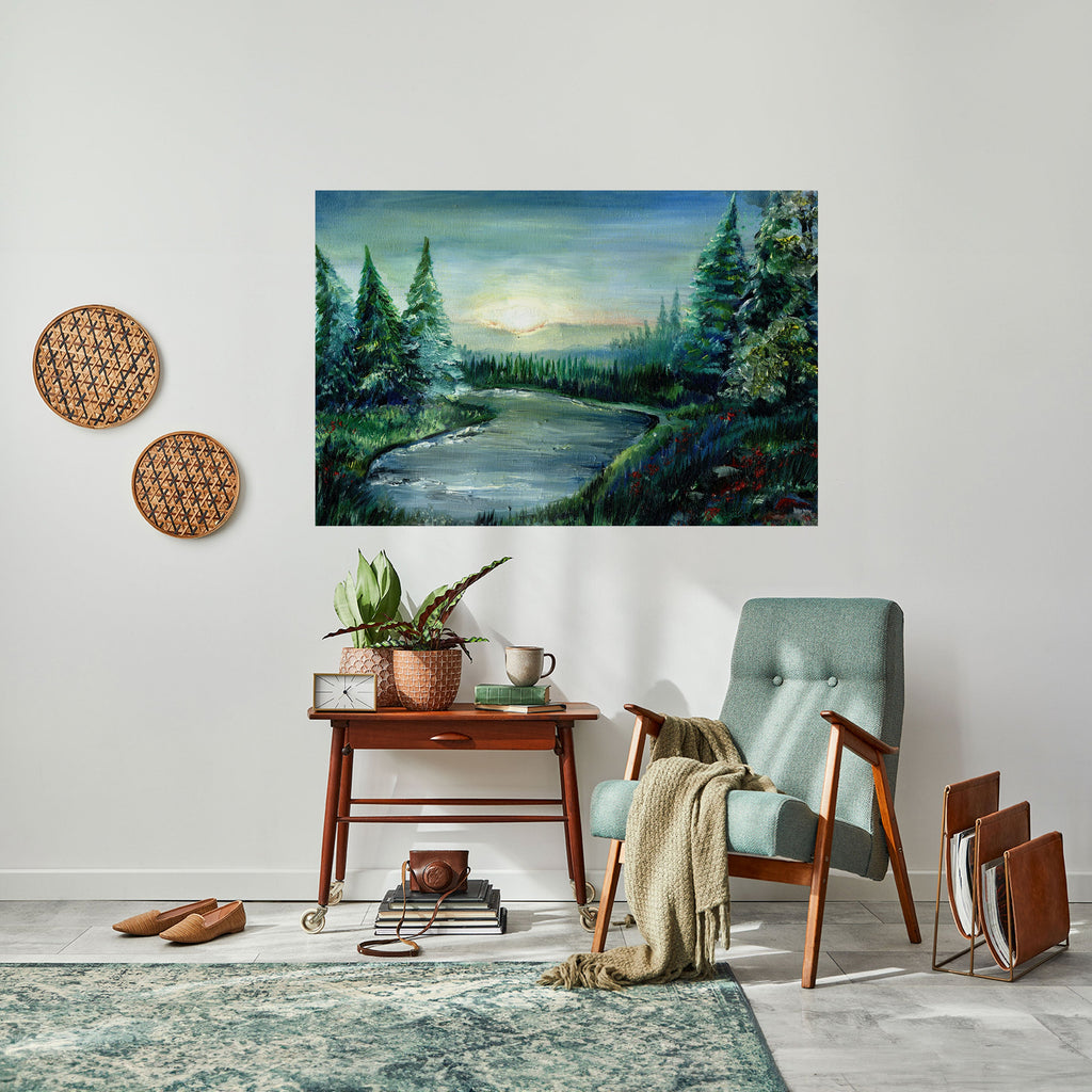 FOREST SUNSET Peel and Stick Horizontal Poster