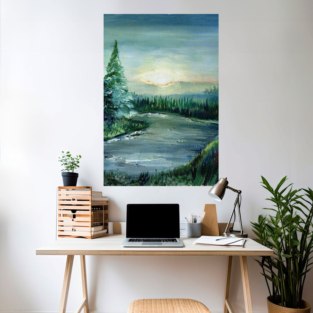 FOREST SUNSET Poster Vertical Autocolante