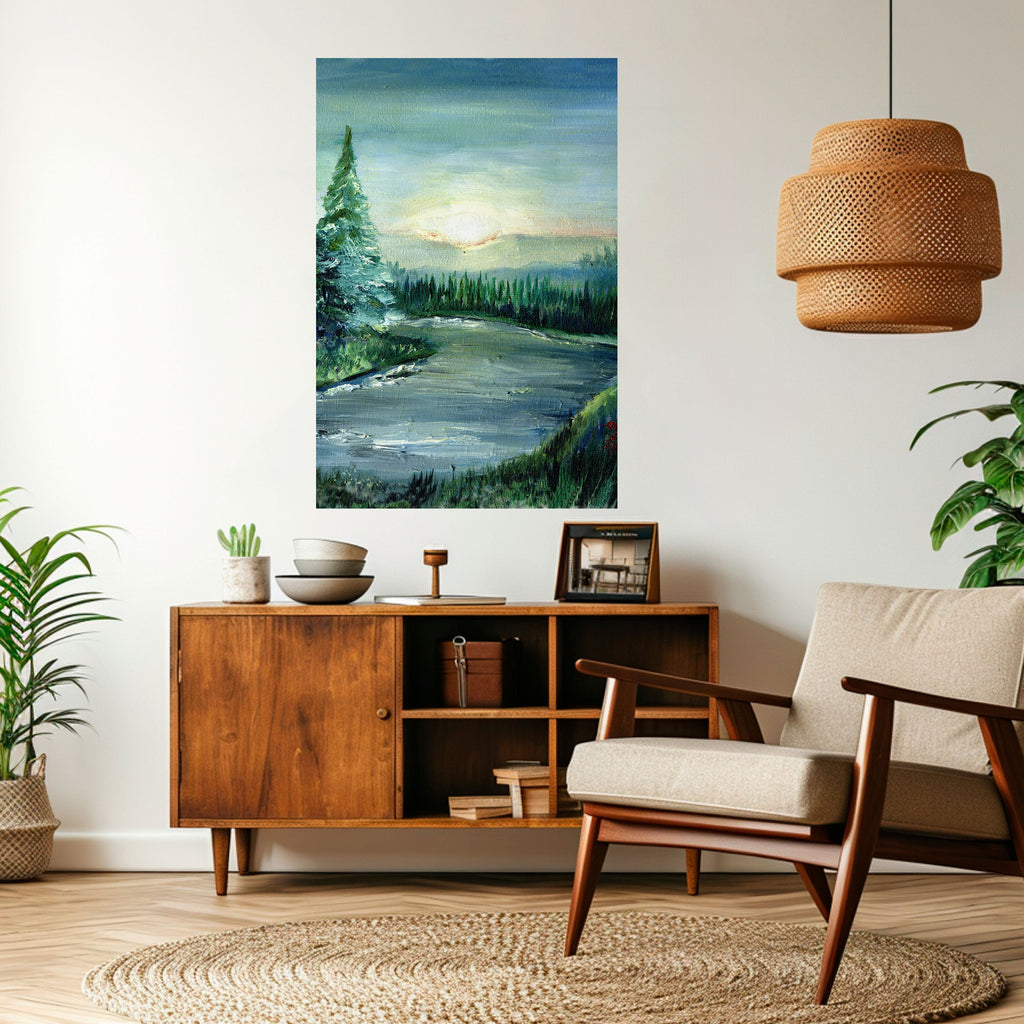 FOREST SUNSET Poster Vertical Autocolante