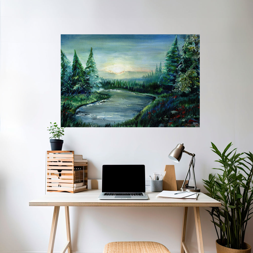 FOREST SUNSET Peel and Stick Horizontal Poster