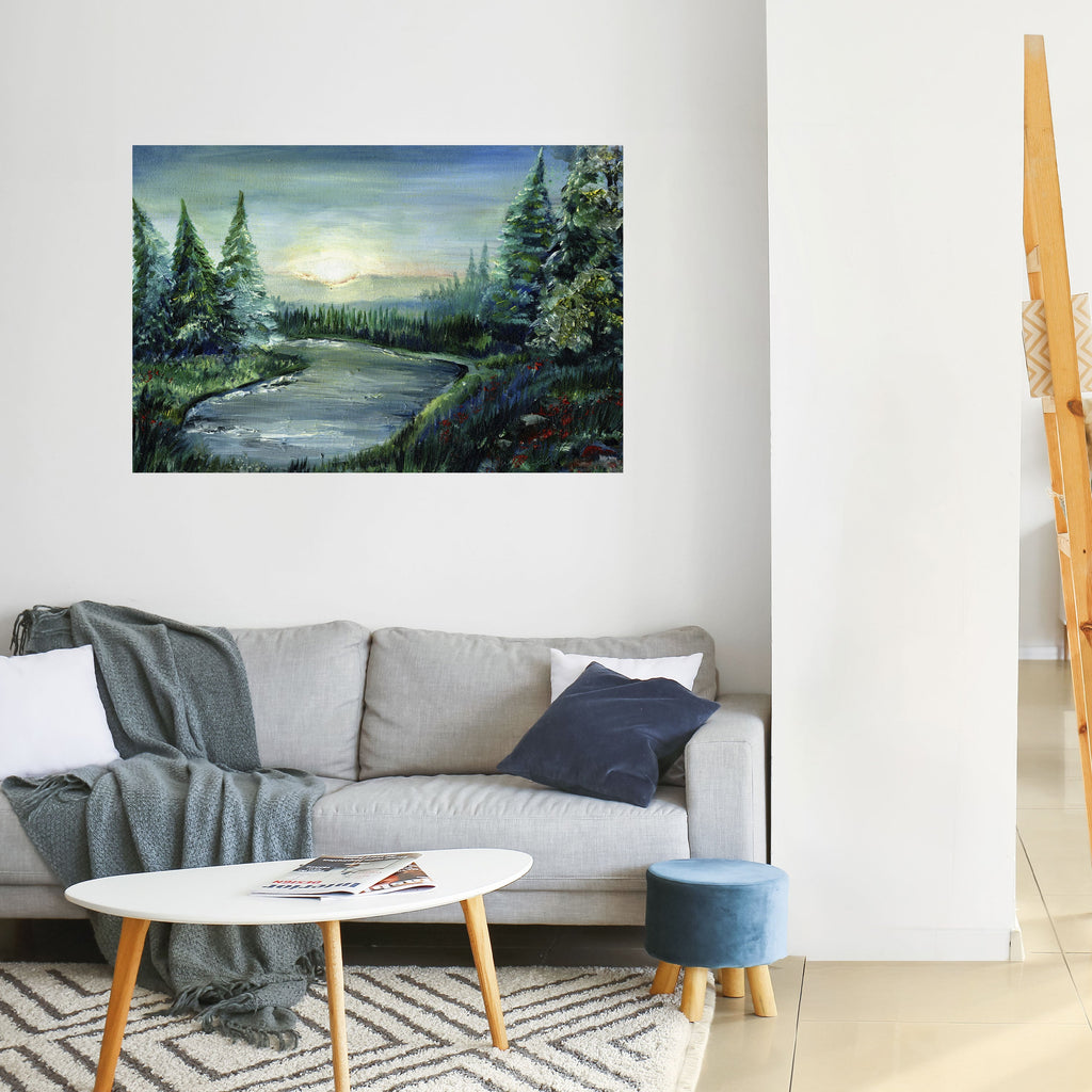 FOREST SUNSET Peel and Stick Horizontal Poster