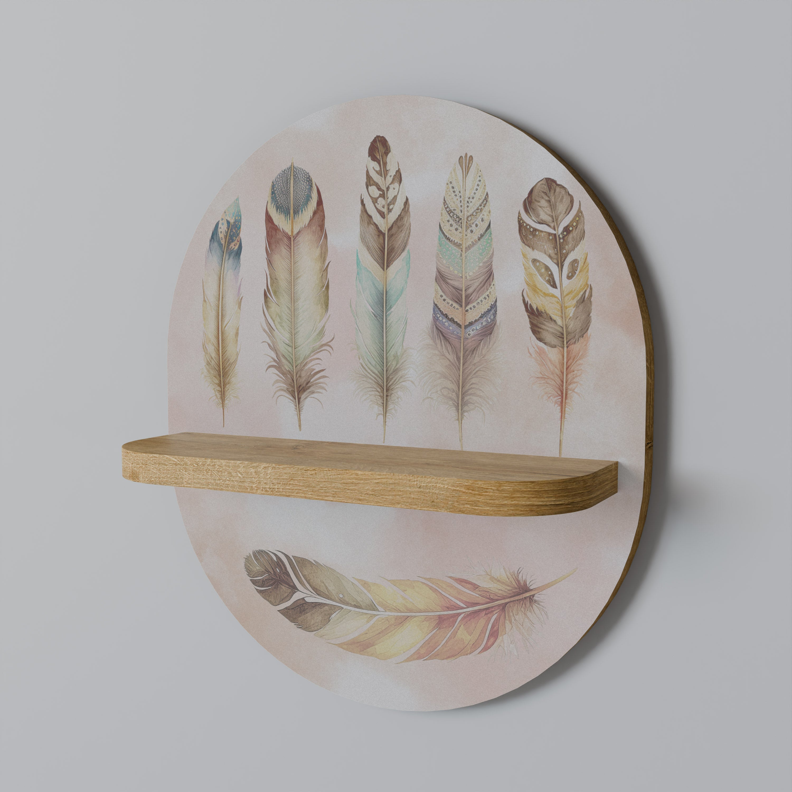 THE DELIQUESCE Prateleira Oval Decorativa em Efeito Carvalho