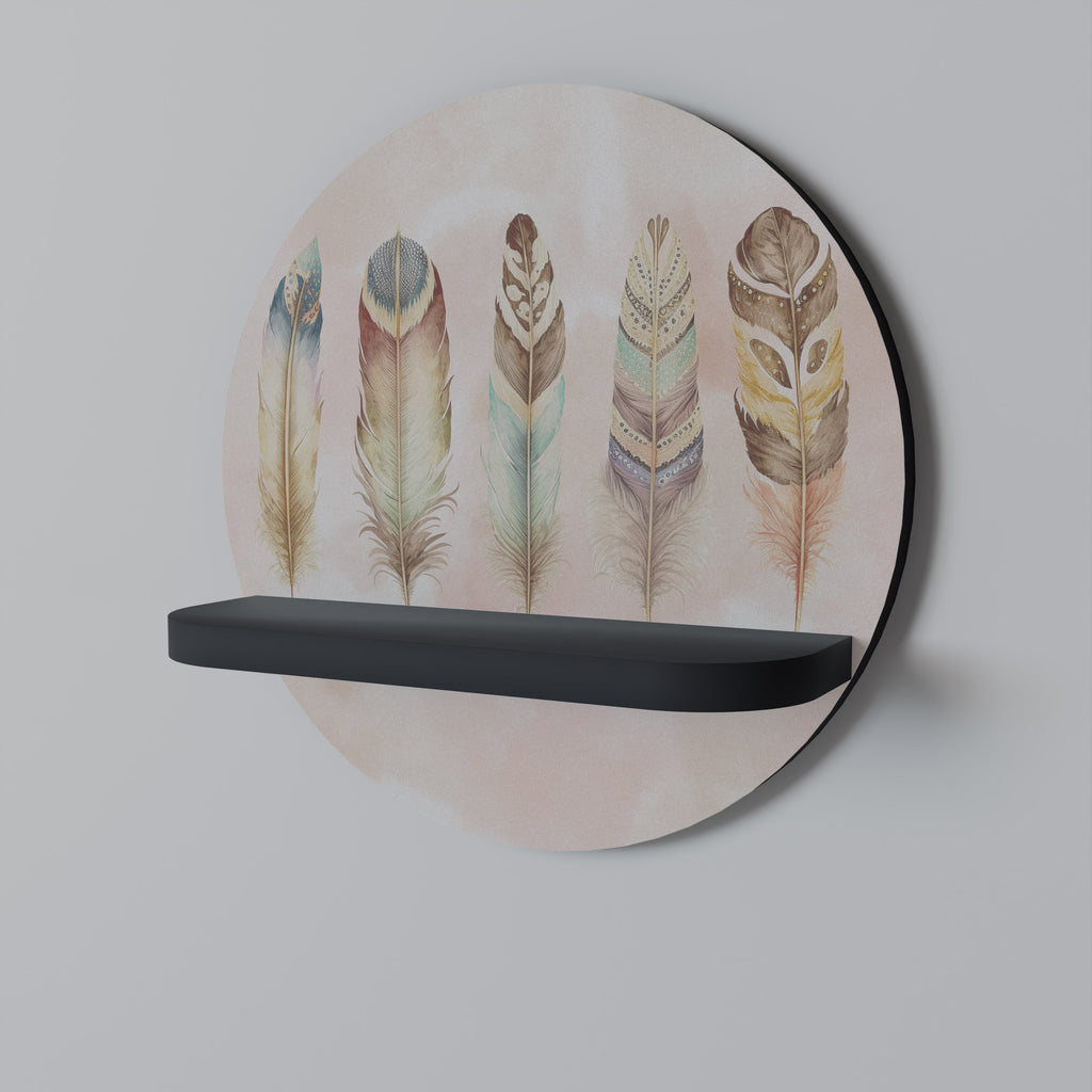 THE DELIQUESCE Round Art Shelf In Black Finish