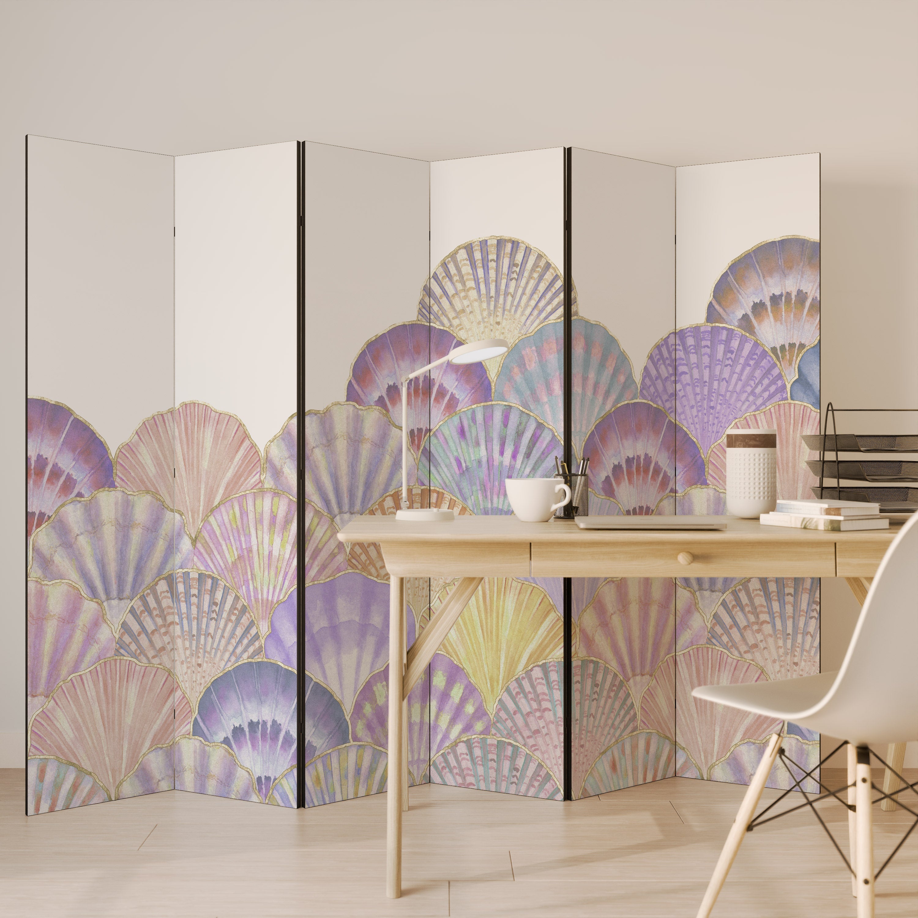 PASTEL OCEAN DREAMS Decorative 6-Panel Room Divider