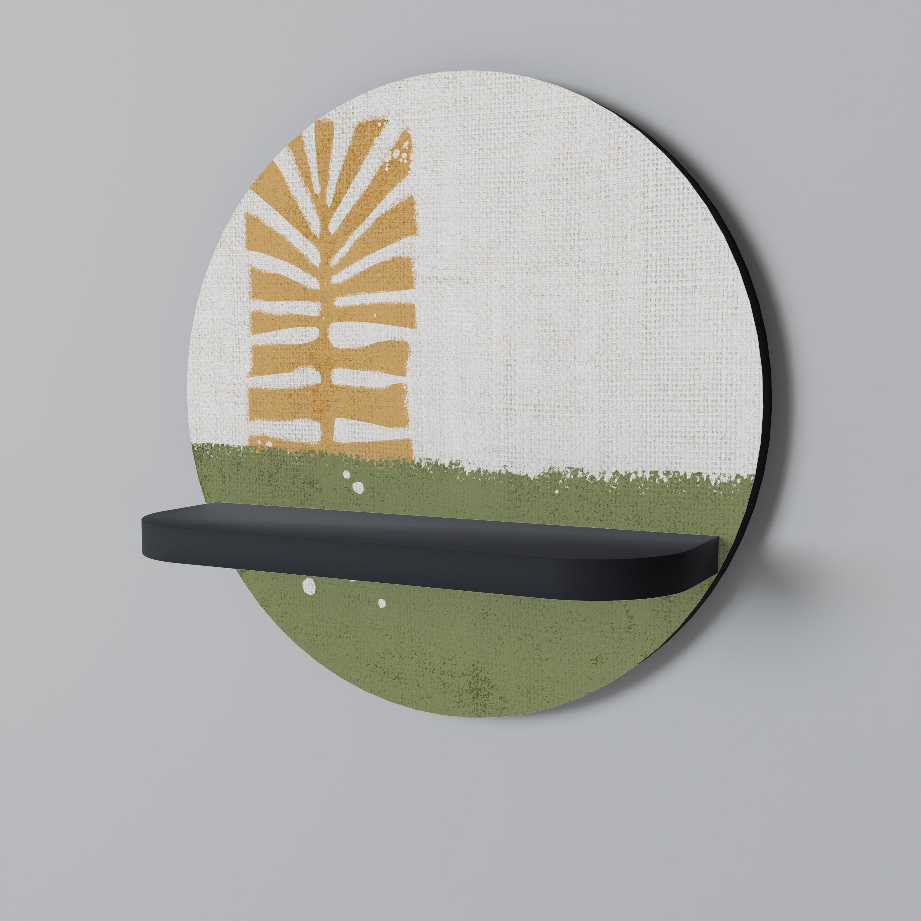 GREENERY WALK Prateleira Redonda Decorativa em Acabamento Preto