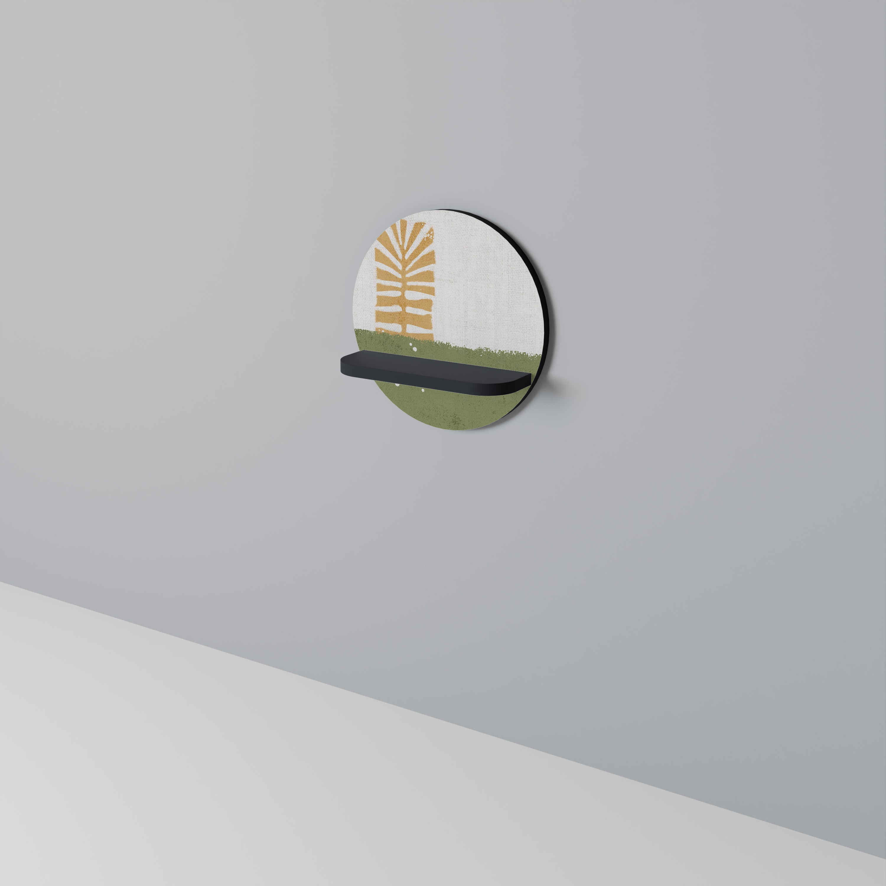 GREENERY WALK Prateleira Redonda Decorativa em Acabamento Preto