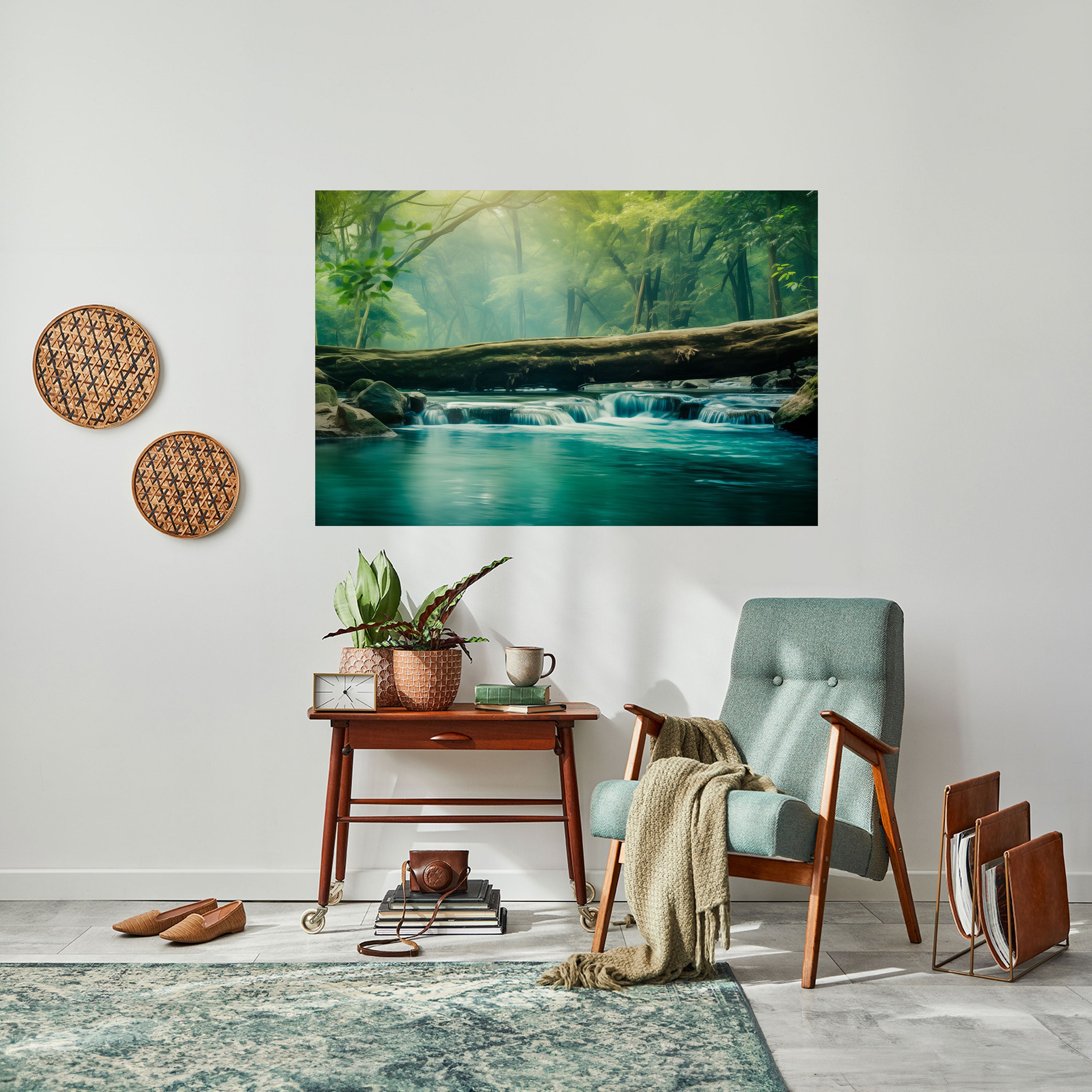 DREAMY WATERFALL GLIMMER Peel and Stick Horizontal Poster
